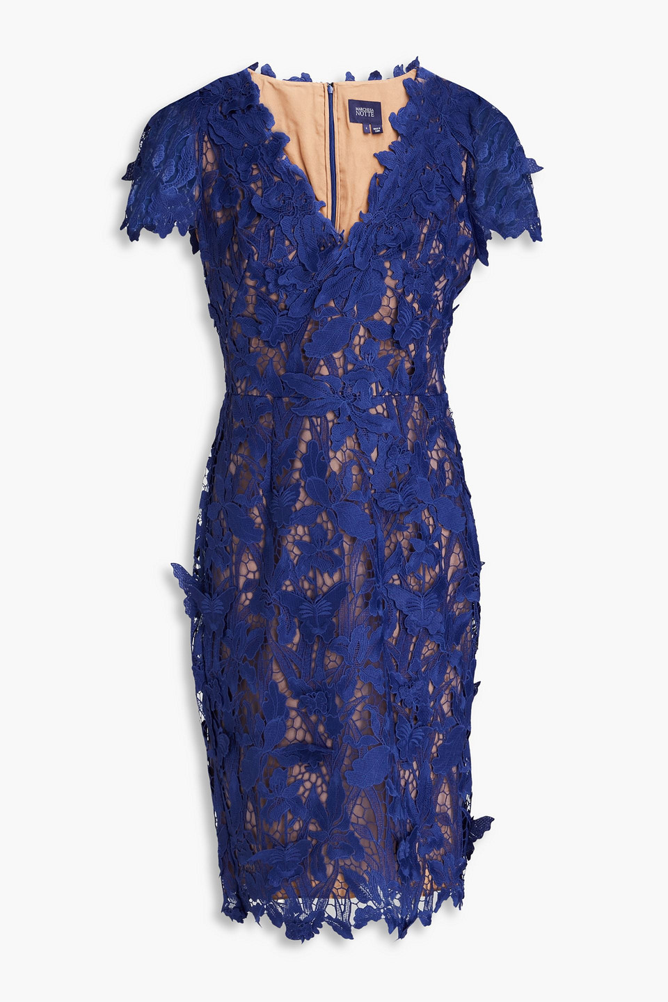 Marchesa Notte Kleid Aus Guipurespitze In Marineblau