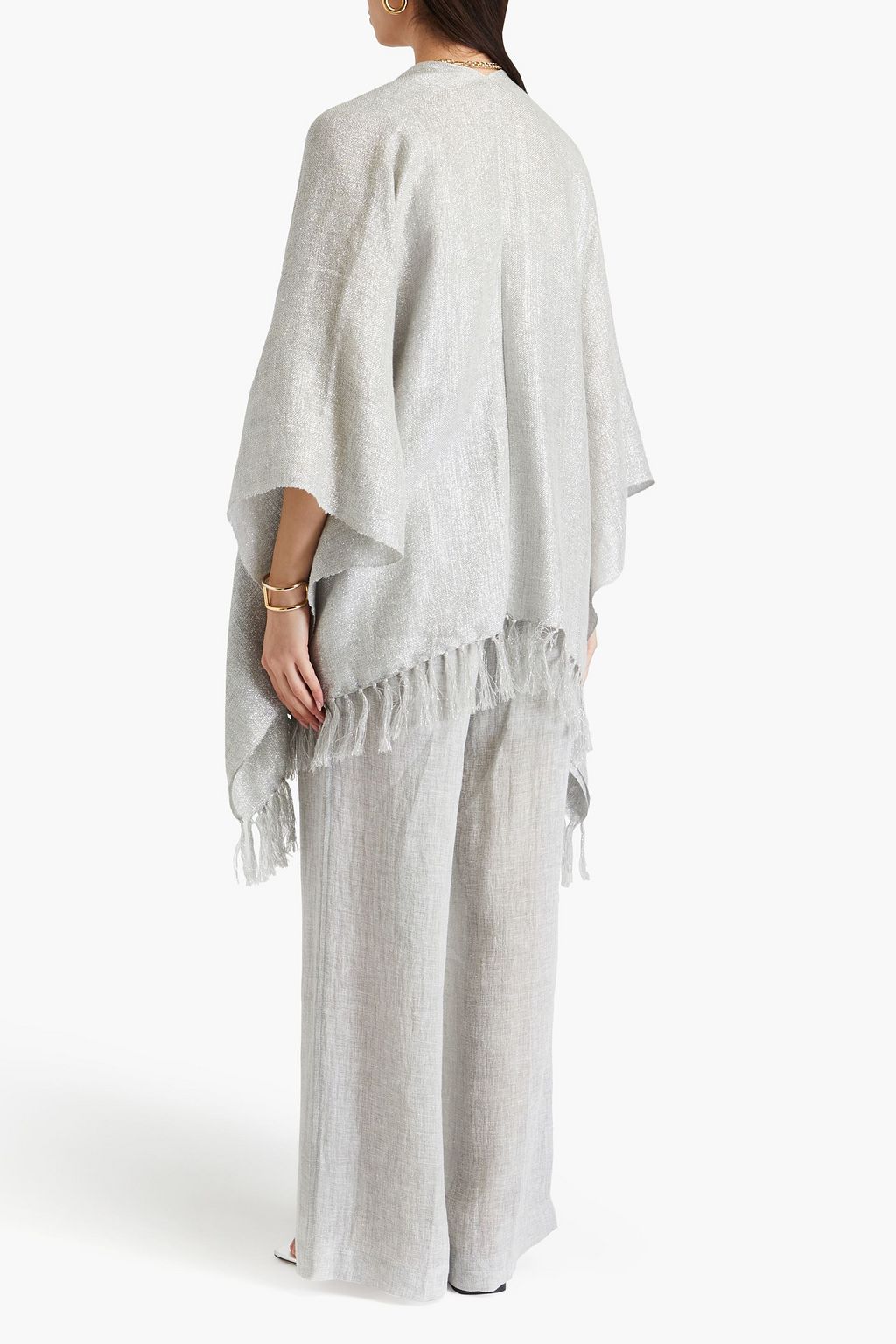 BRUNELLO CUCINELLI ガーゼ ラップコート フリンジ付き メタリック