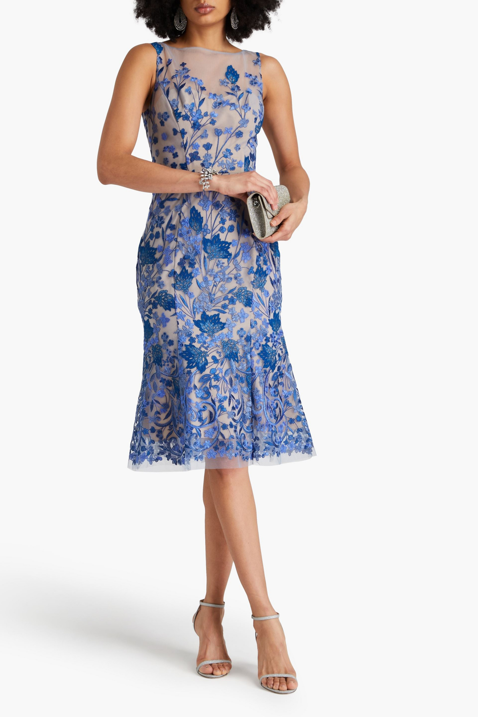 MARCHESA NOTTE Embroidered tulle dress
