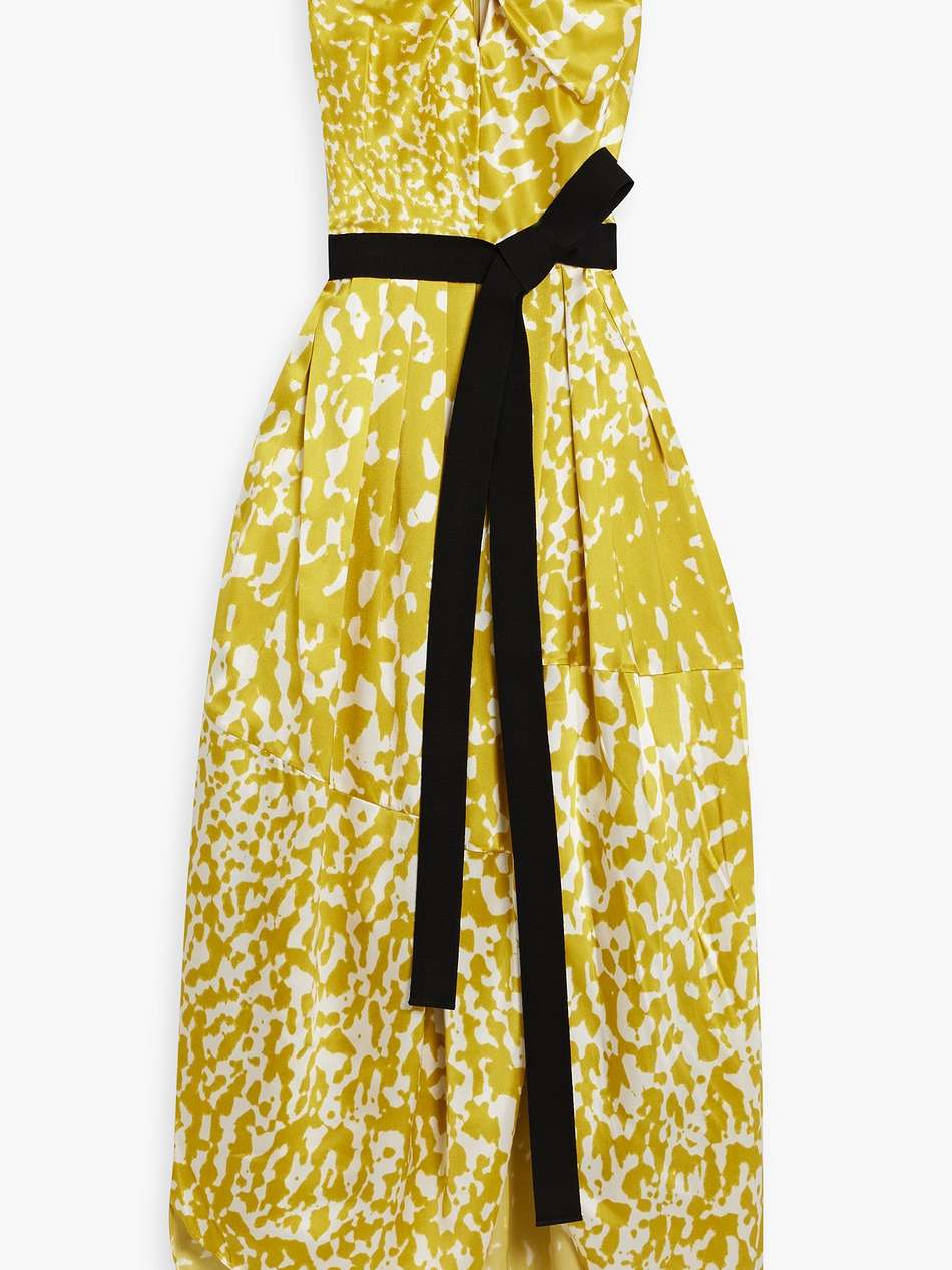 alana pleated printed silk-satin midi dress