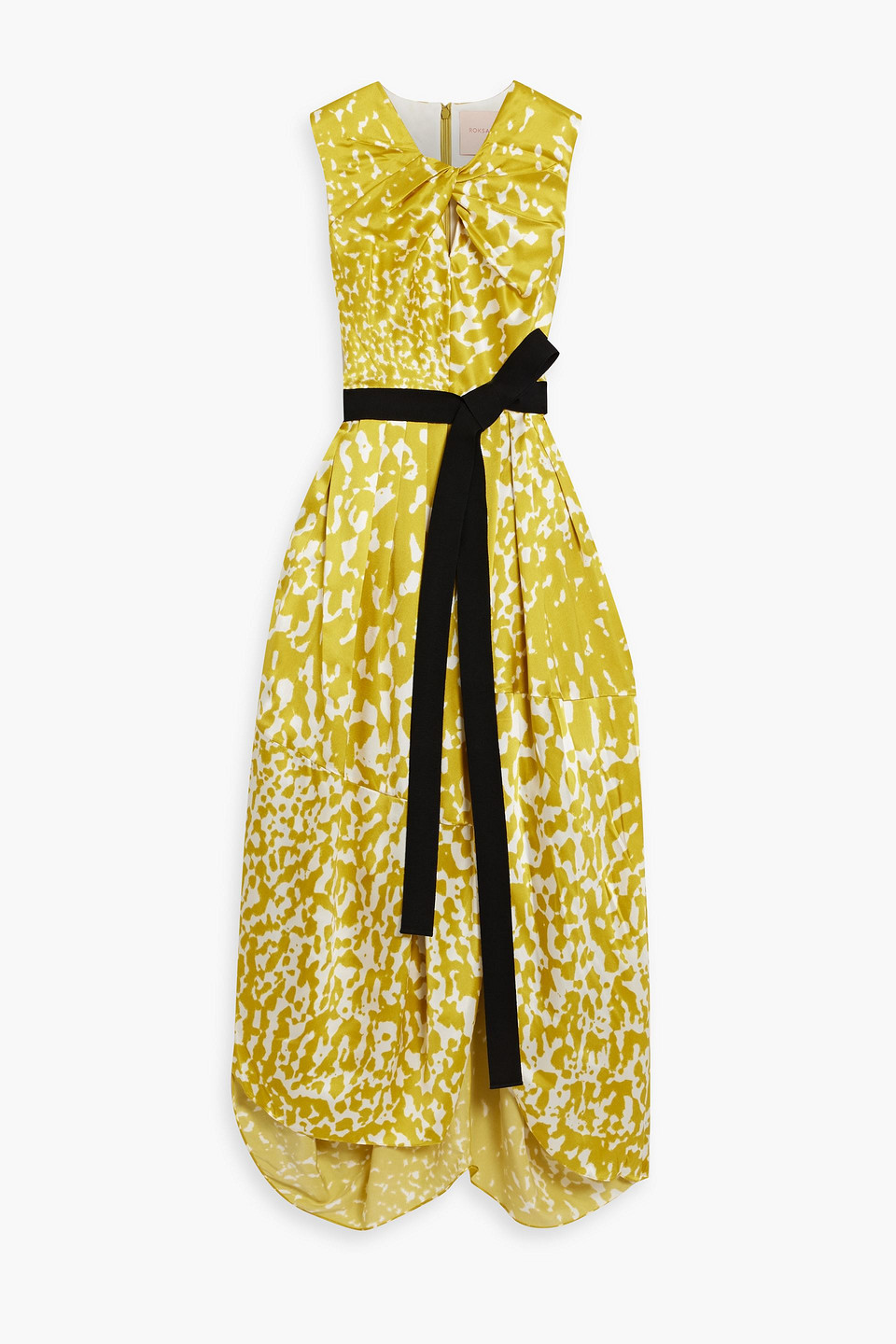 Roksanda Alana Pleated Printed Silk-satin Midi Dress In Marigold