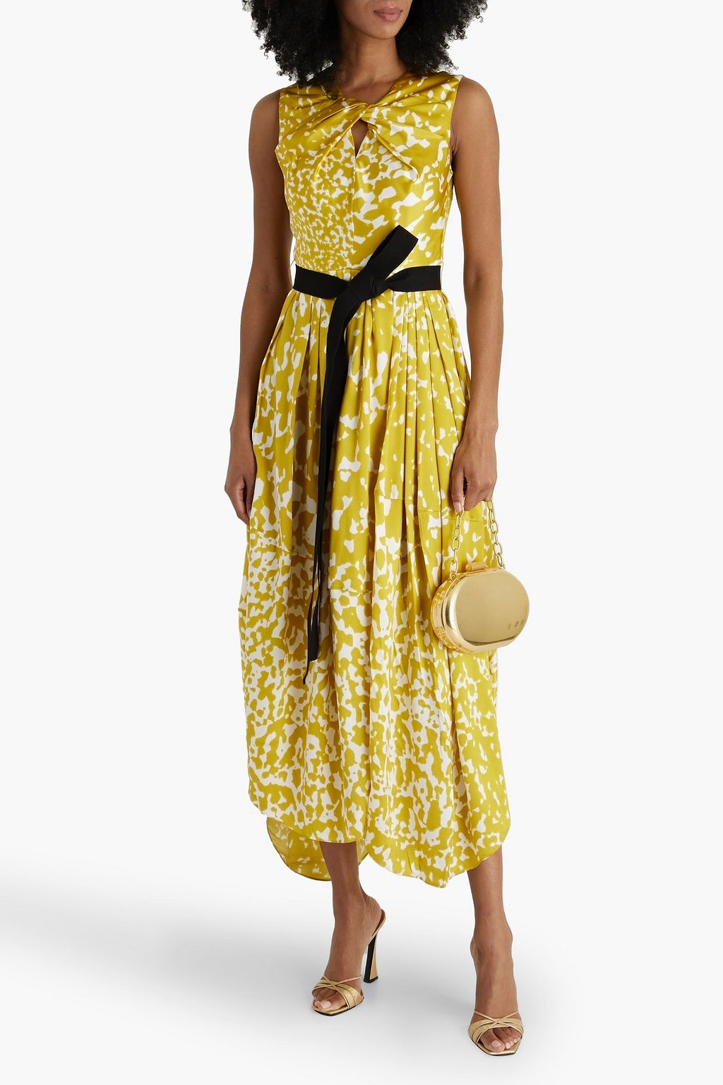 ROKSANDA Alana pleated printed silk-satin midi dress