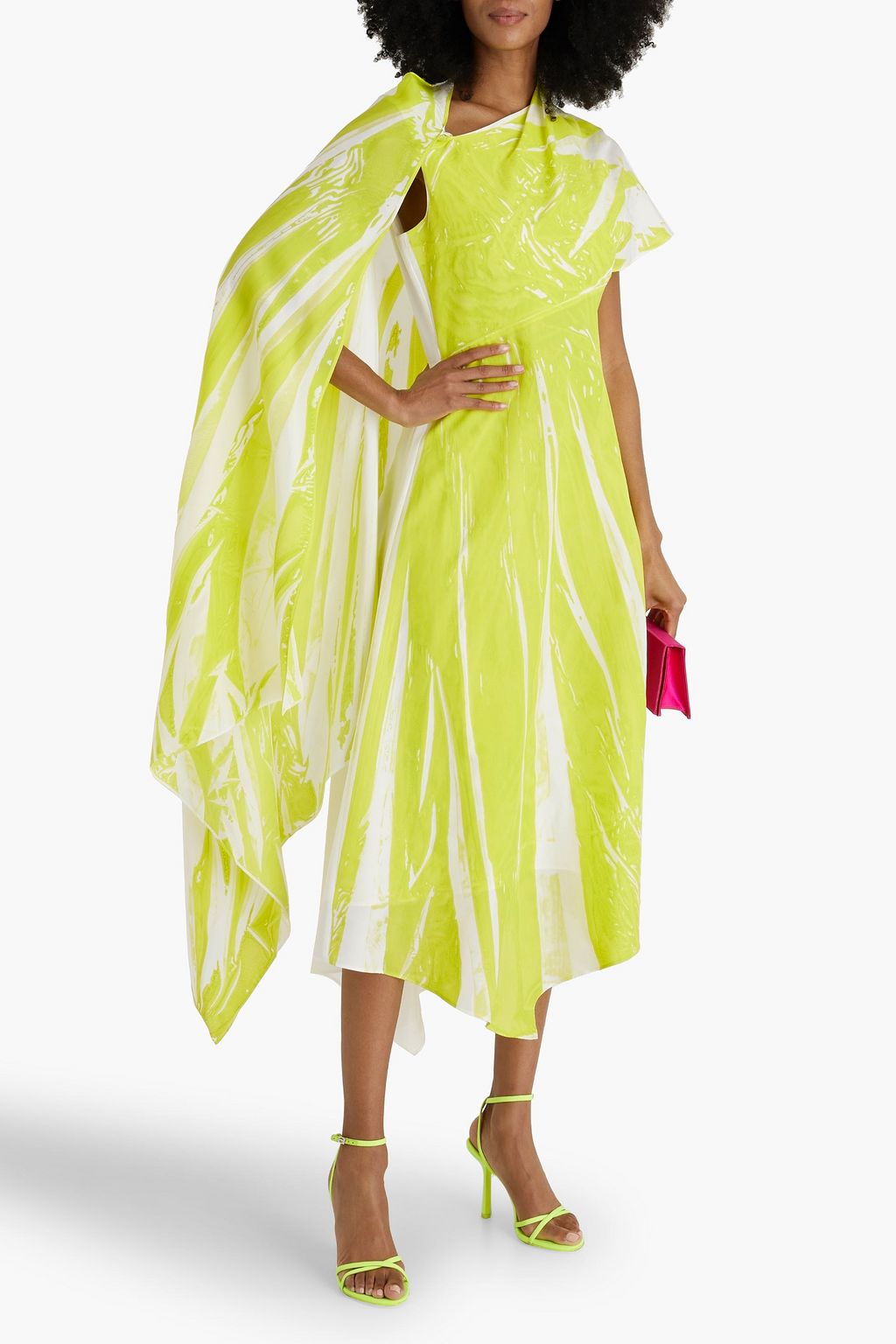 ROKSANDA Pascale cape-effect printed taffeta midi dress