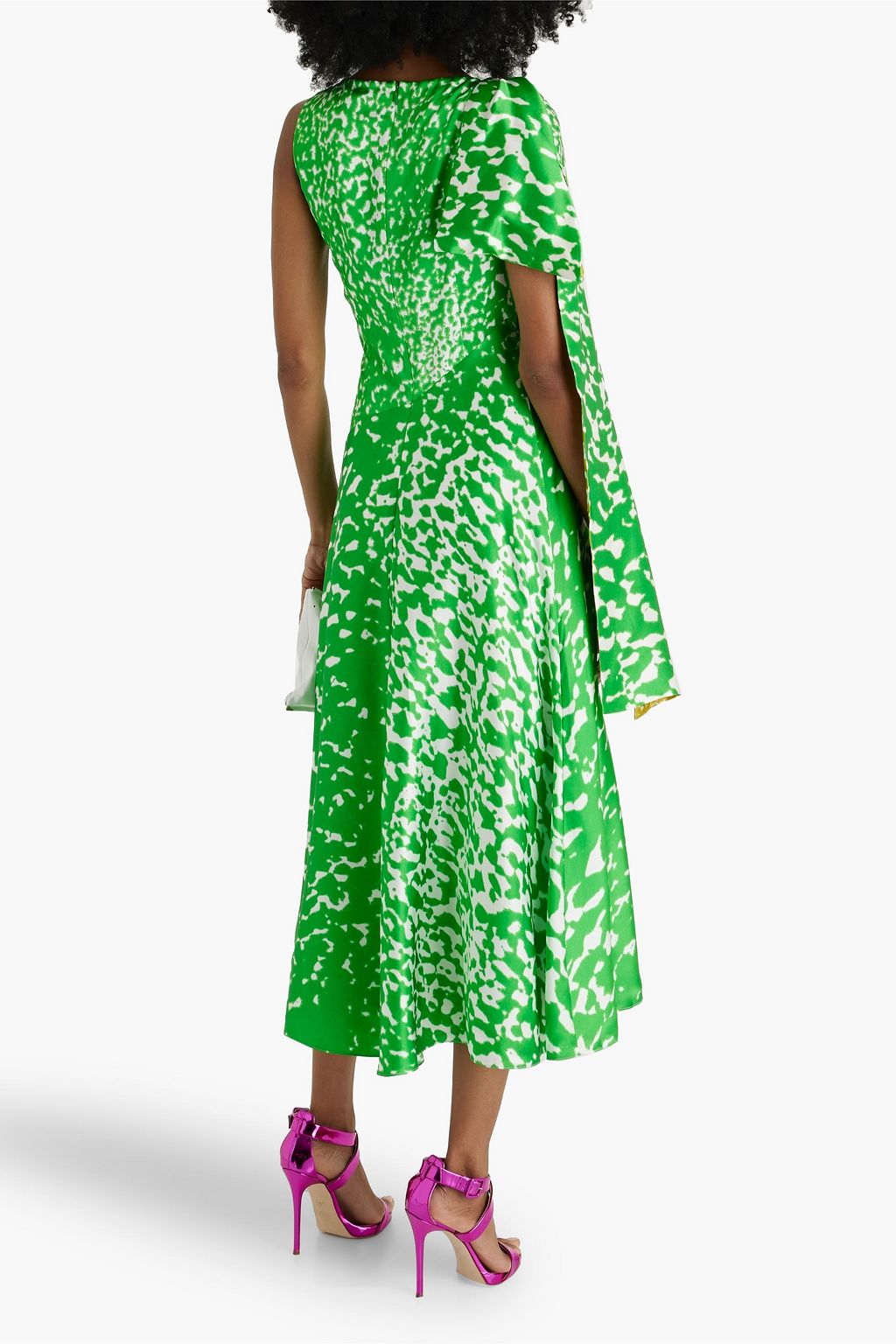 ROKSANDA Arista draped printed silk-satin midi dress