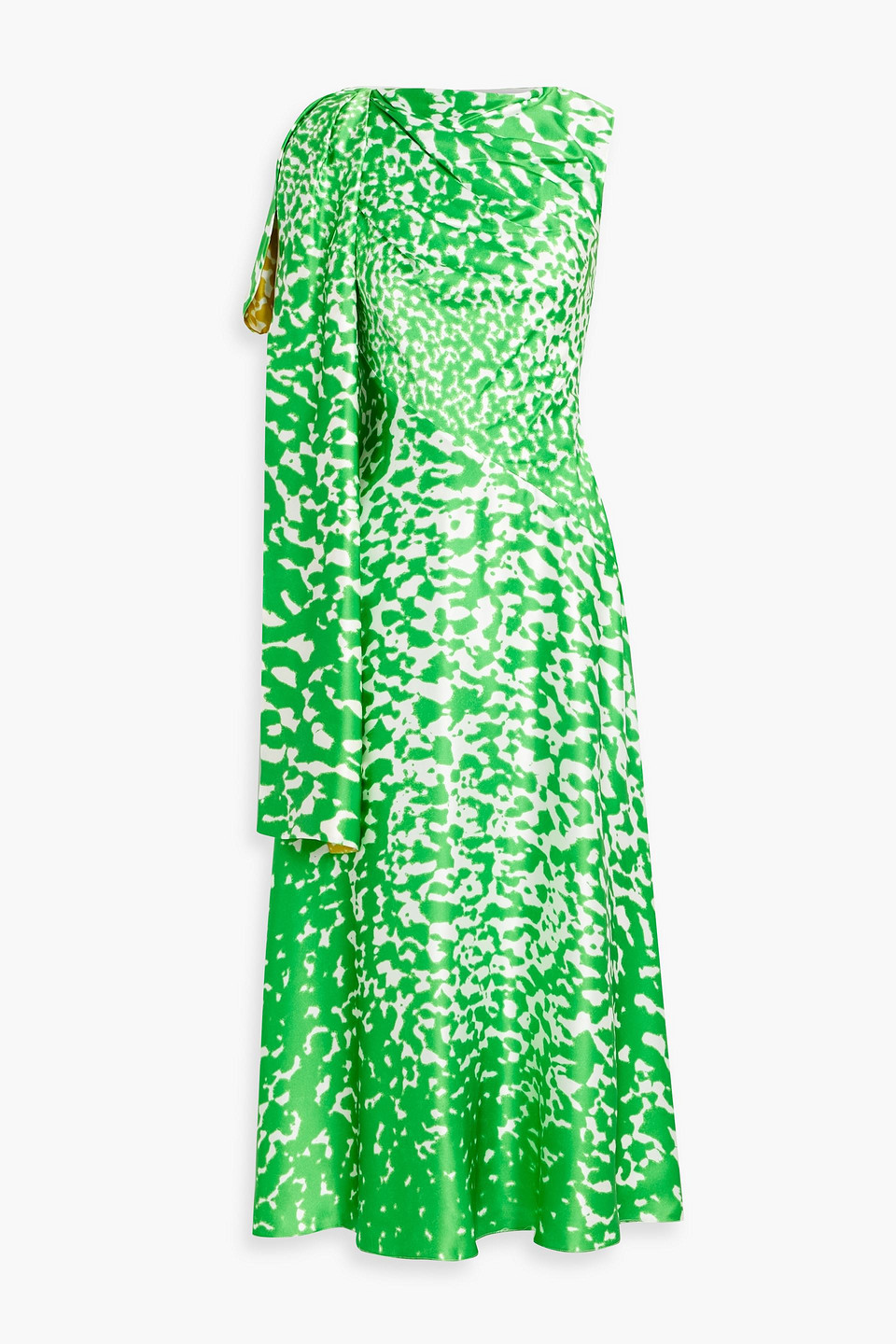 Roksanda Arista Draped Printed Silk-satin Midi Dress In Green