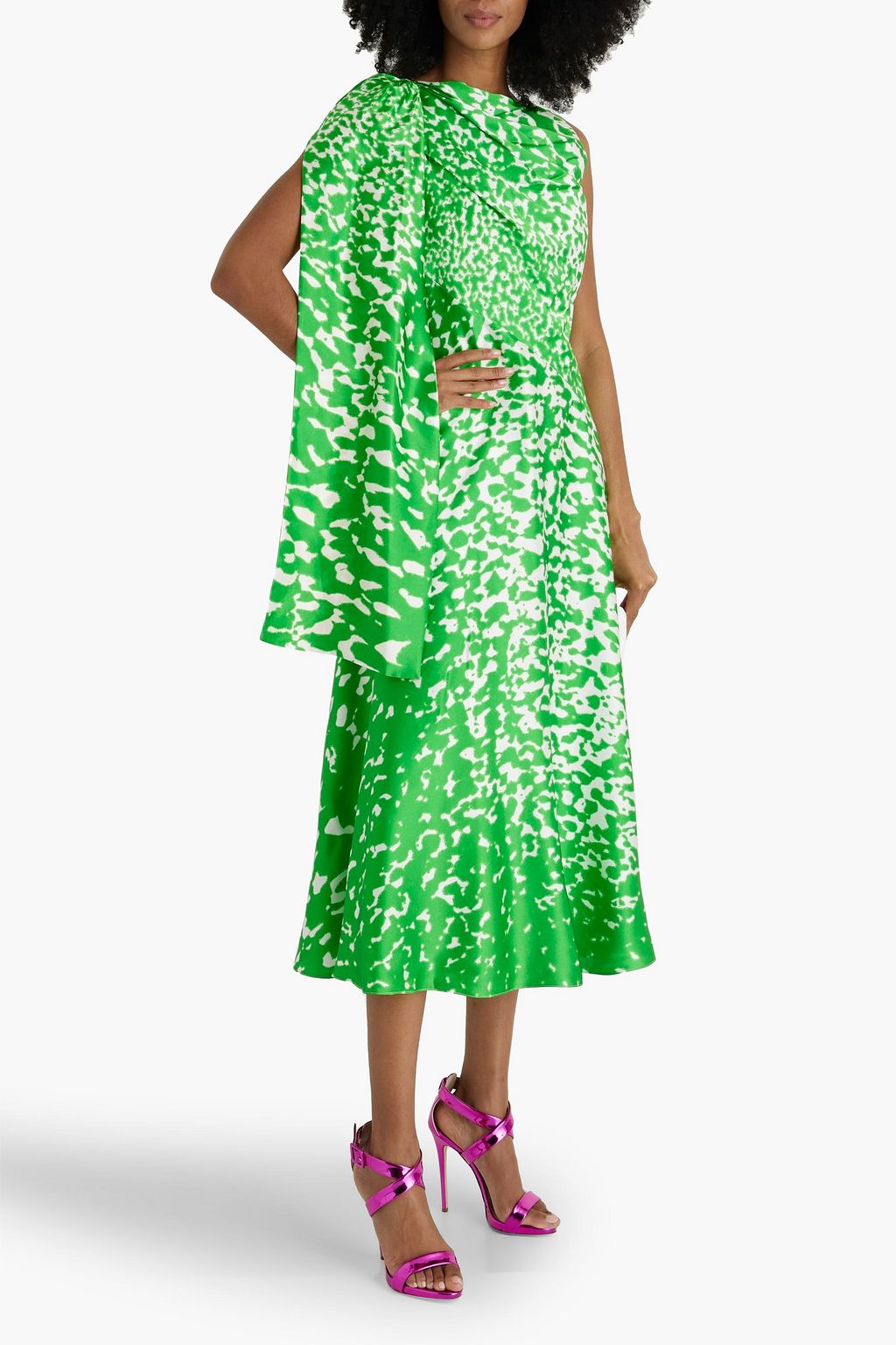 ROKSANDA Arista draped printed silk-satin midi dress