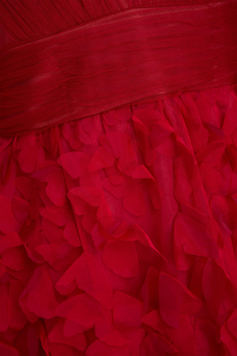 MARCHESA NOTTE APPLIQUÉD PLISSÉ-TULLE AND ORGANZA GOWN