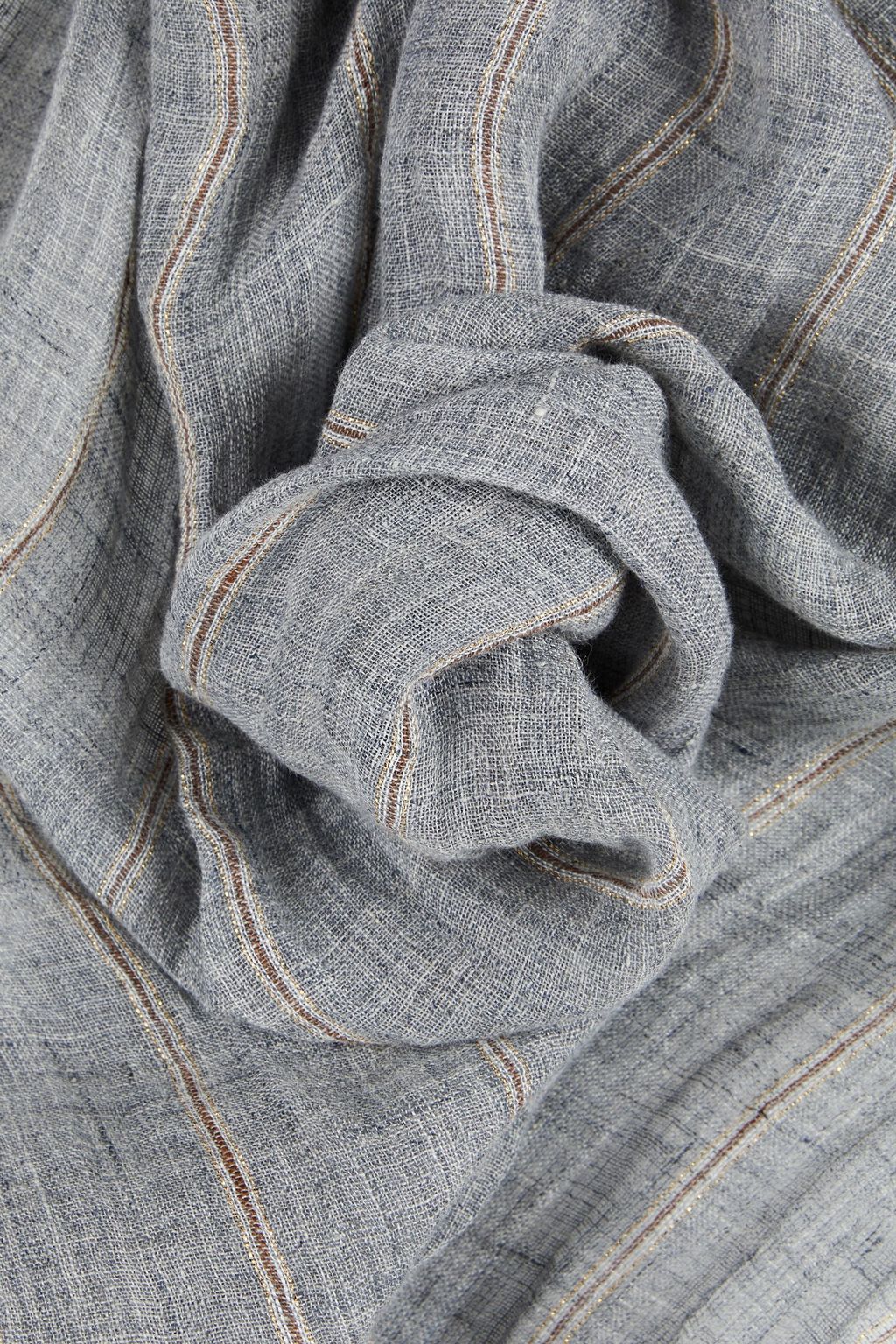 BRUNELLO CUCINELLI وشاح مخطط من مزيج الكتّان
