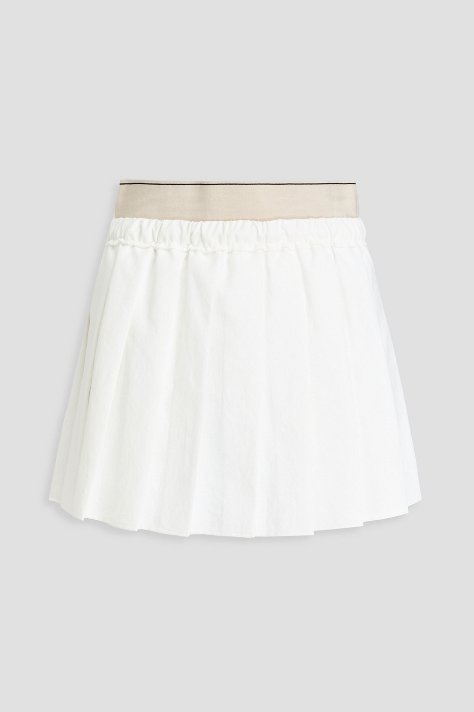 Brunello Cucinelli Pleated Woven Mini Skirt In White