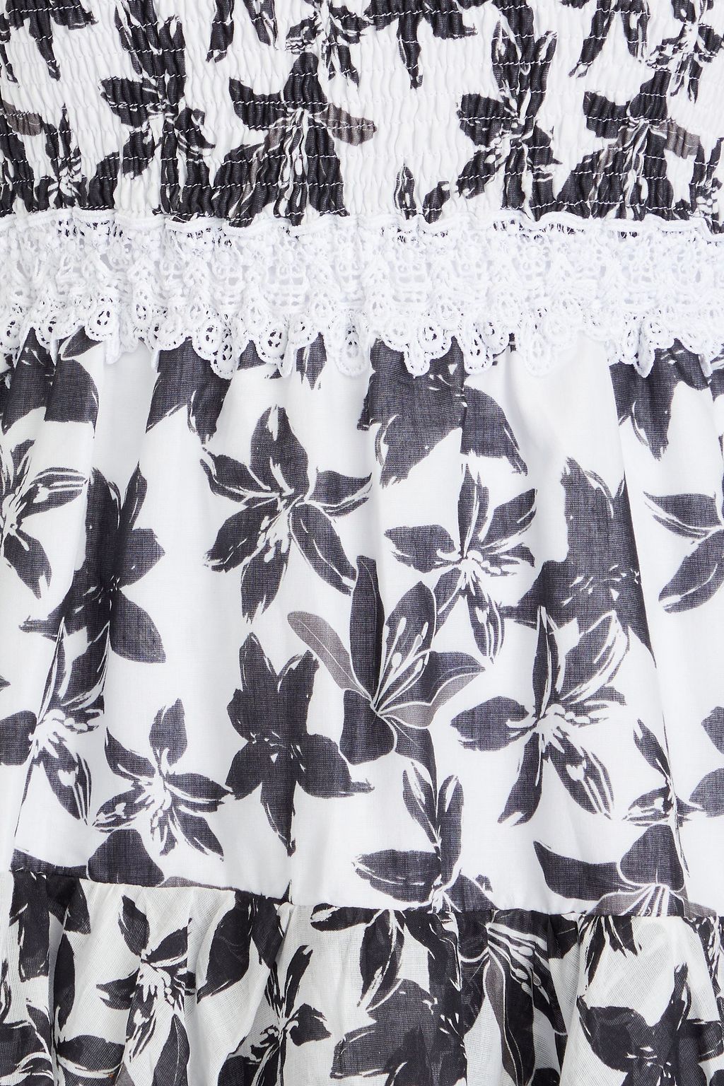 CHARO RUIZ IBIZA Columba guipure lace-trimmed floral-print cotton-blend voile mini dress