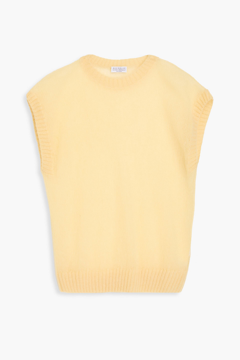 Brunello Cucinelli Bead-embellished Mohair-blend Top In Pastel Yellow
