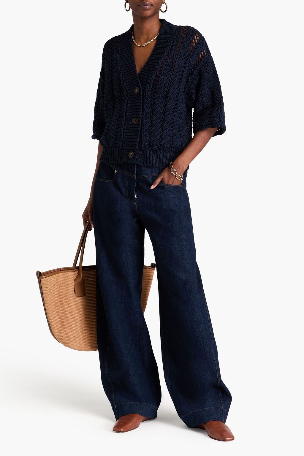 BRUNELLO CUCINELLI Cardigan aus Baumwolle in Lochstrick