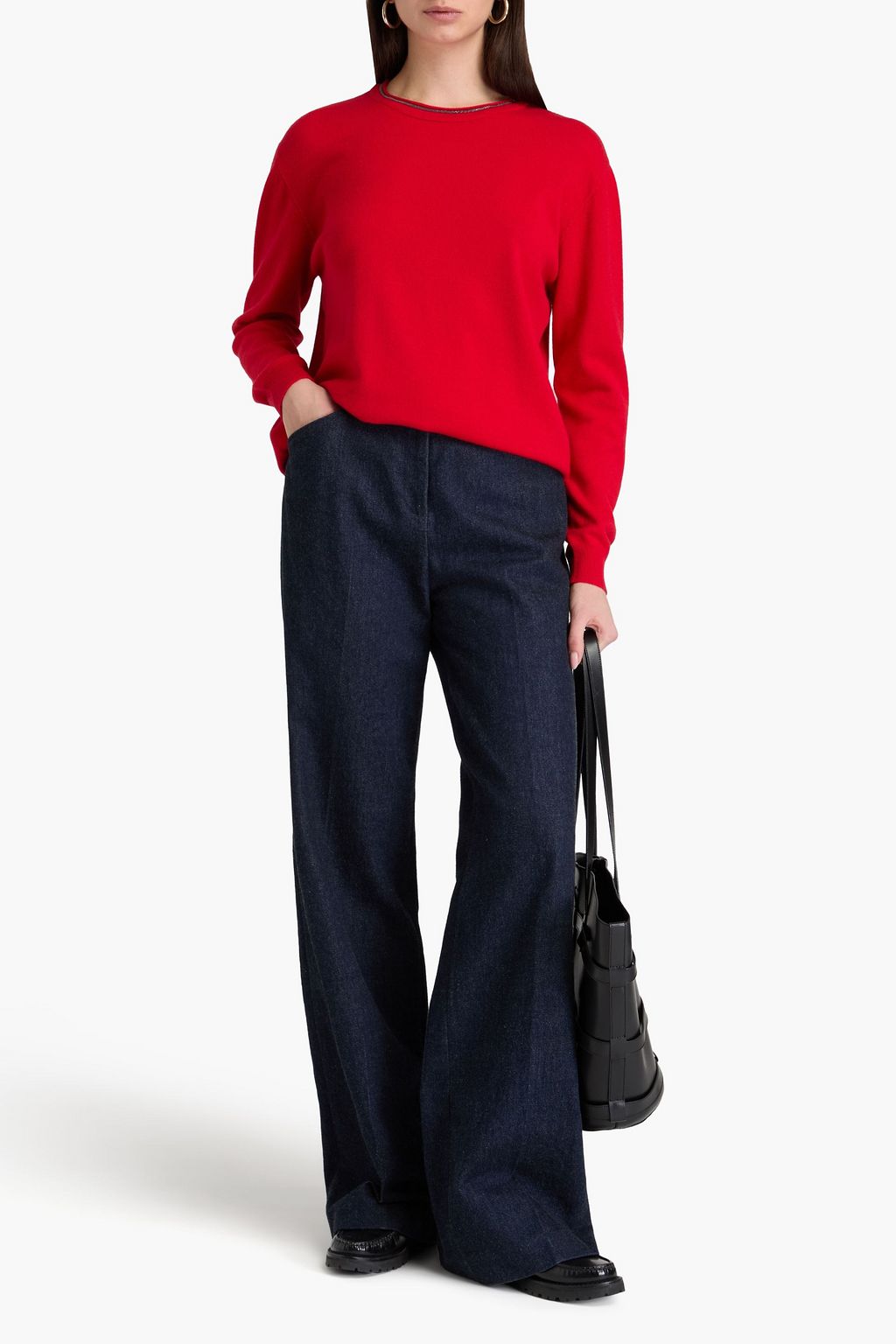 BRUNELLO CUCINELLI Pullover aus einer Woll-Kaschmir-Seidenmischung mit Zierperlen