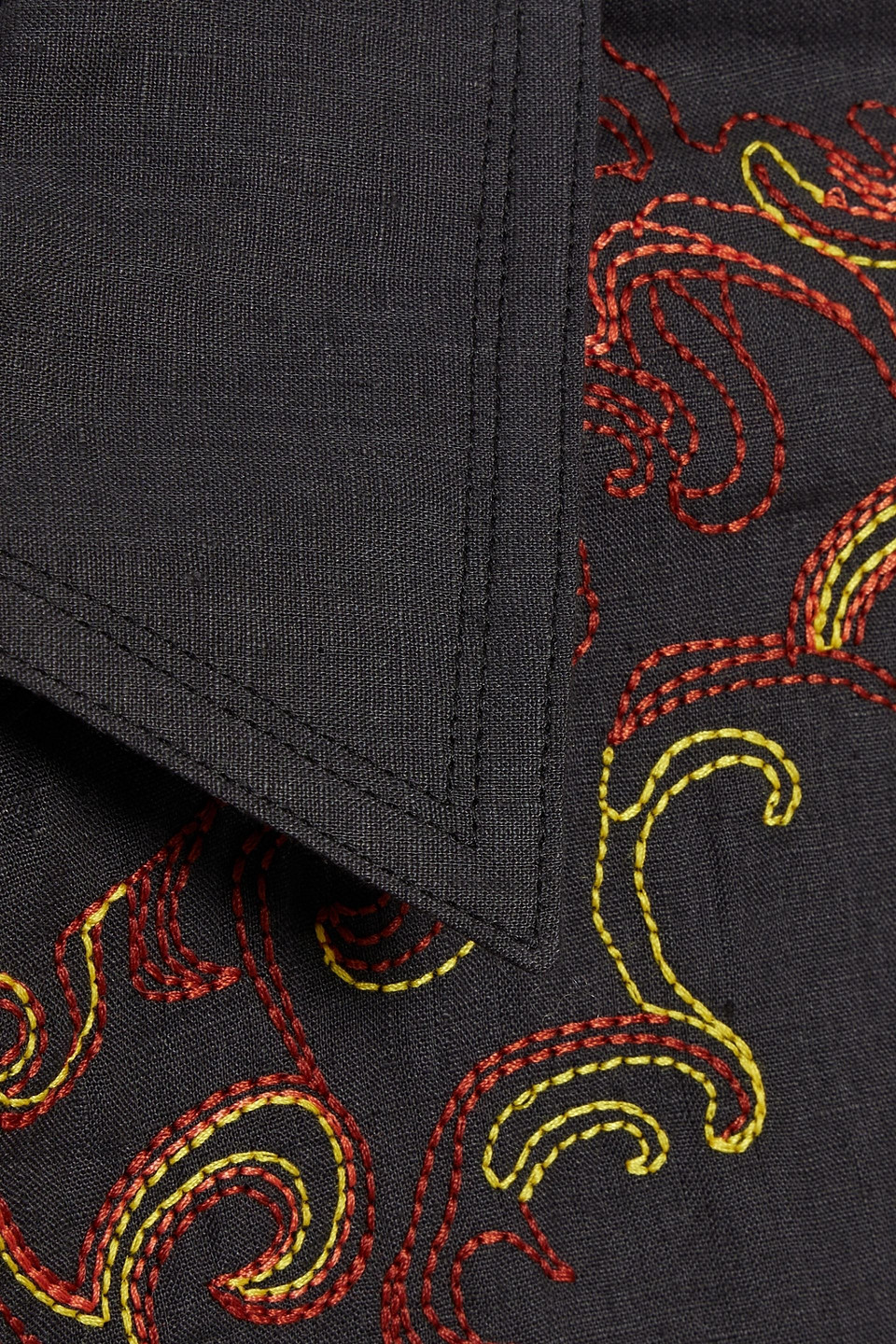 Shop Gabriela Hearst Aloe Embroidered Linen Shirt In Charcoal