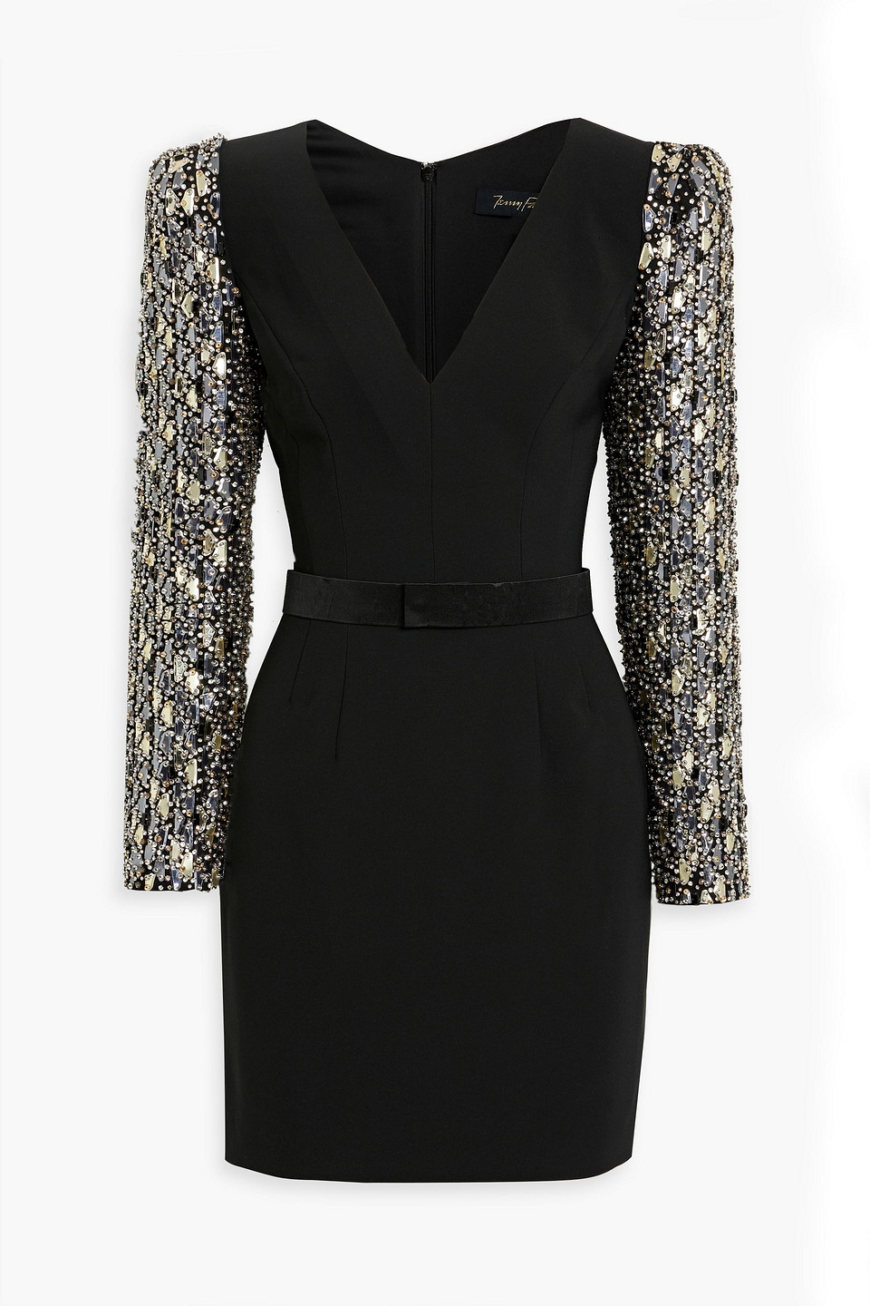 Jenny Packham Tabitha Crystal-embellished Minidress In Black