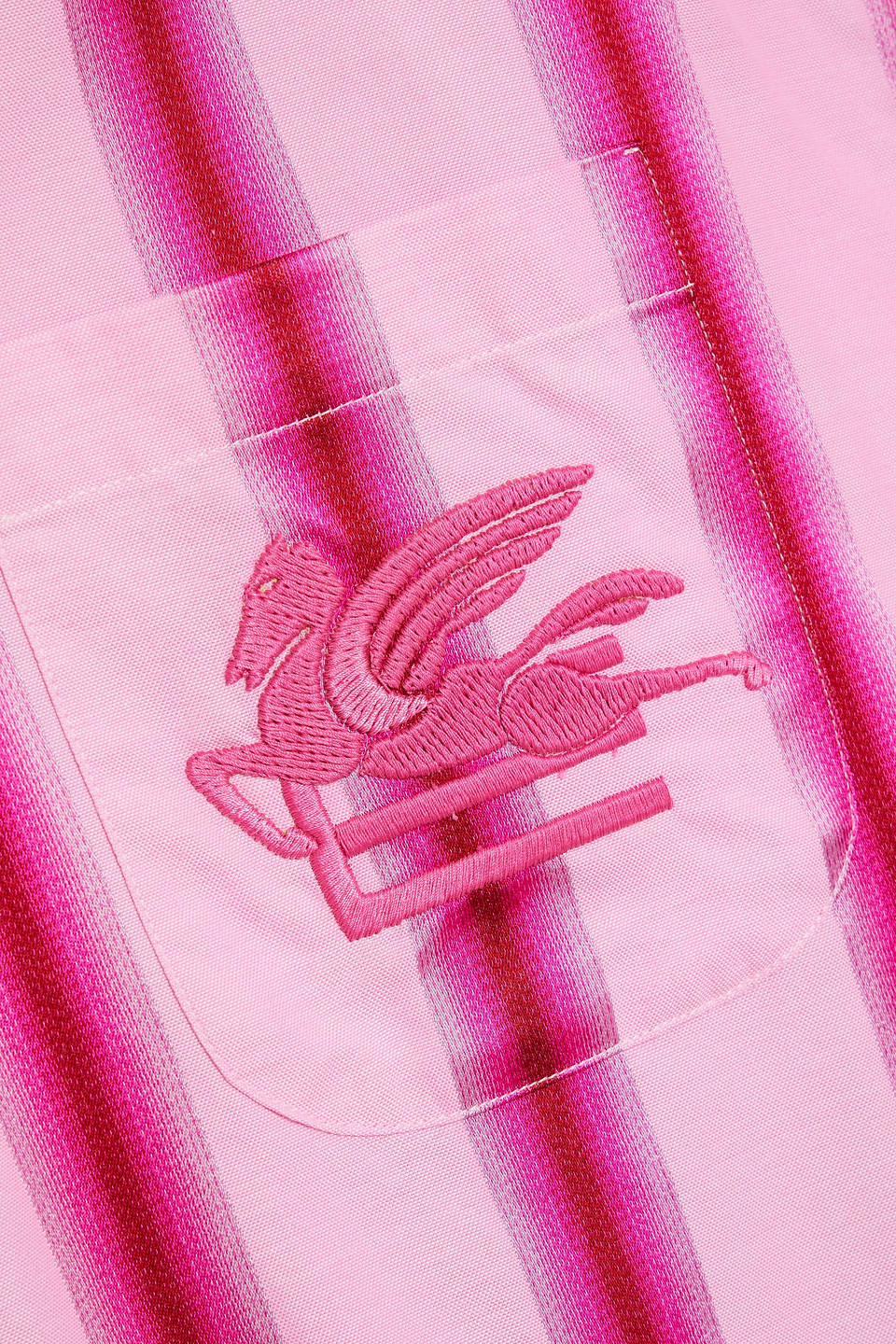 Etro Striped Embroidered Cotton-blend Shirt In Pink