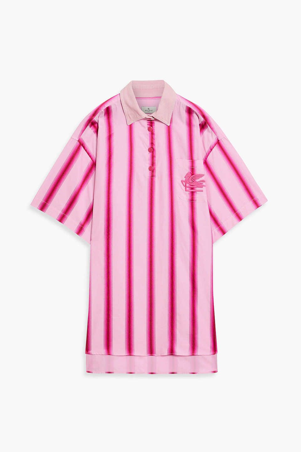 Etro Striped Embroidered Cotton-blend Shirt In Pink