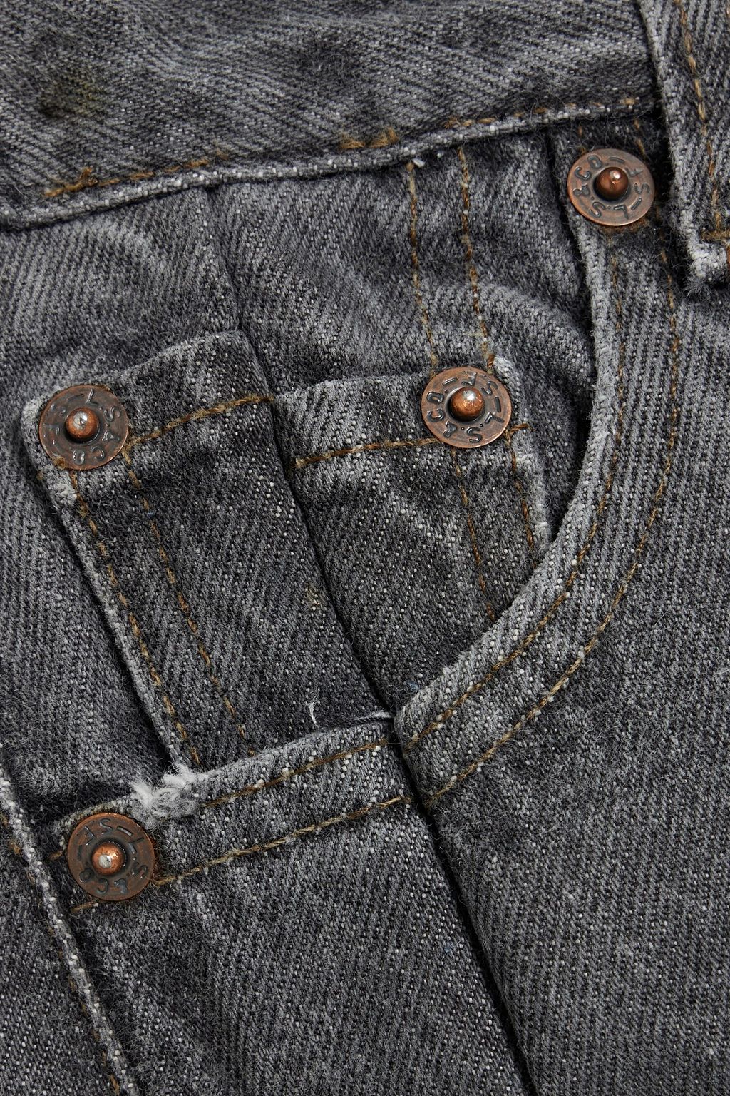 EB DENIM Unraveled distressed high-rise straight-leg jeans