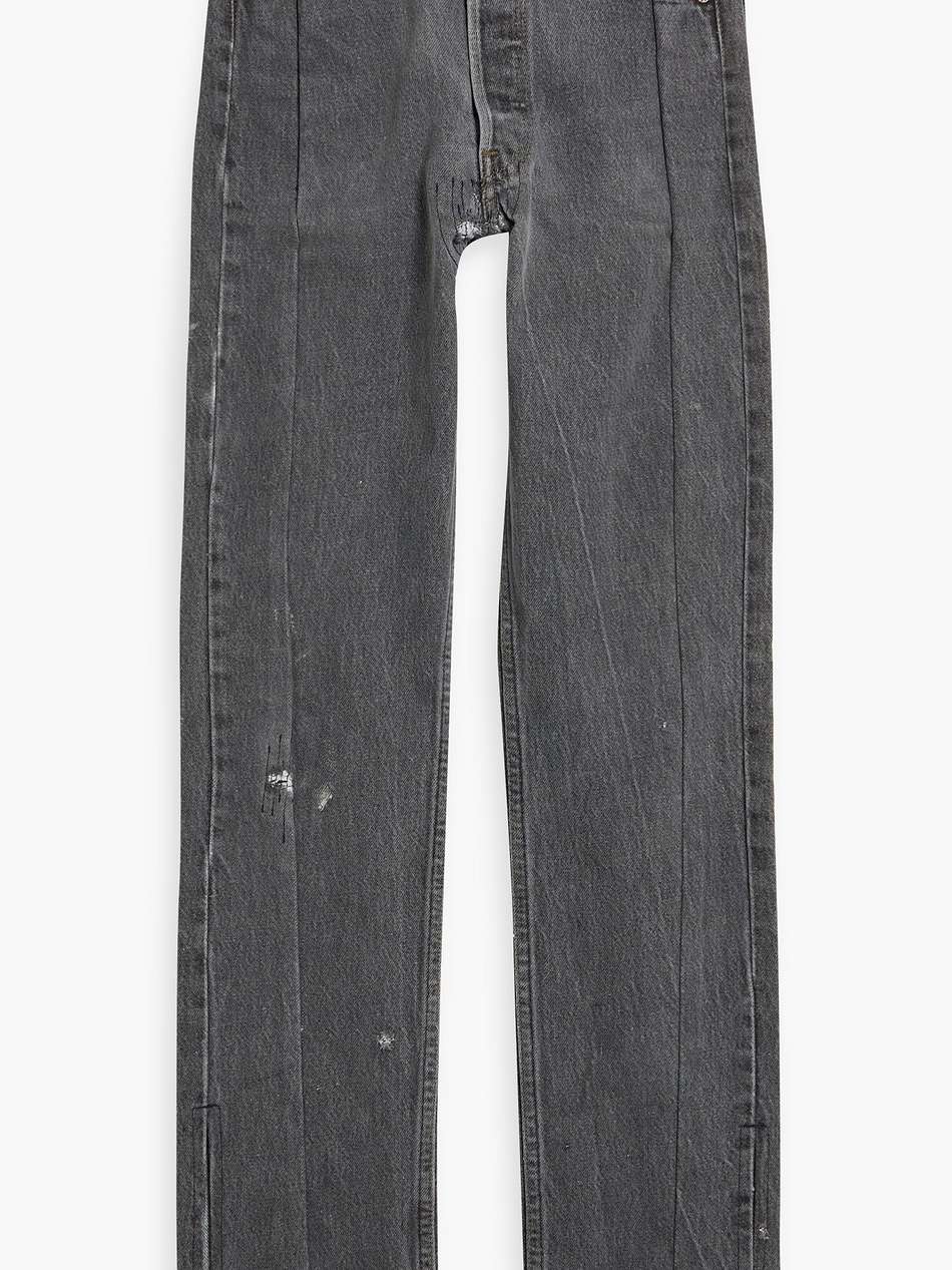 unraveled distressed high-rise straight-leg jeans