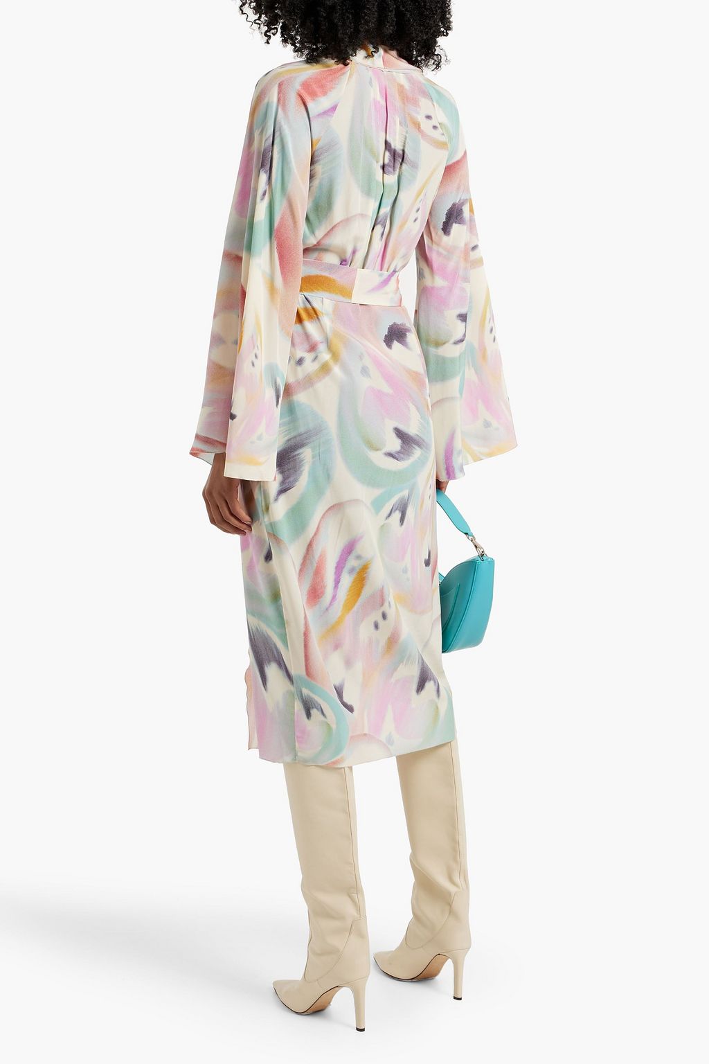 ETRO Ruffled printed silk-crepe midi wrap dress
