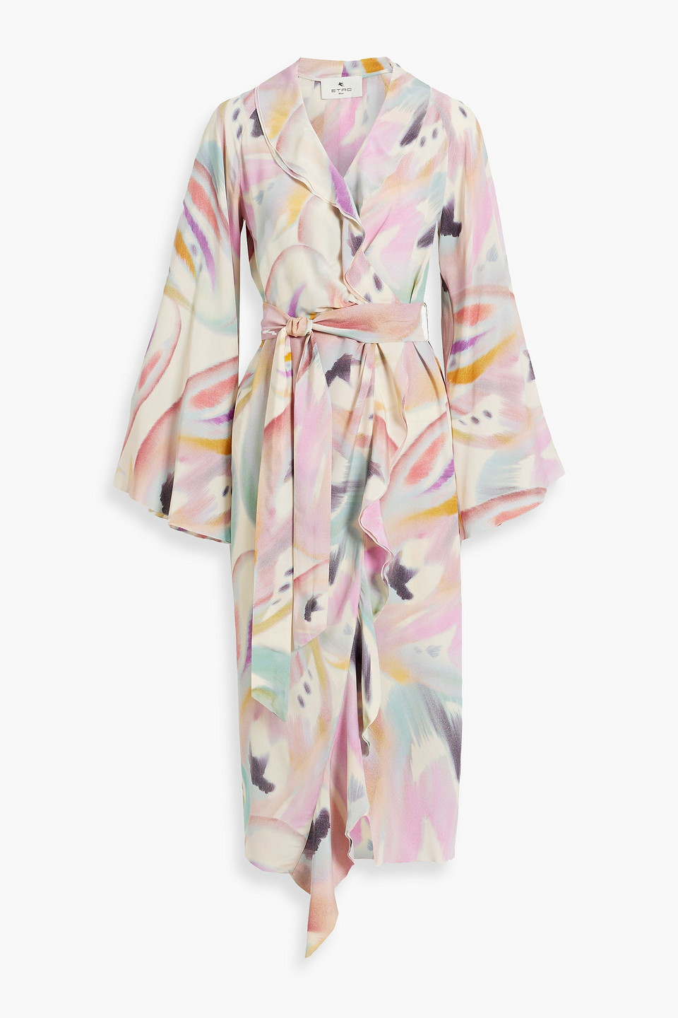 Etro Printed Crochet-knit Linen Cardigan In Baby Pink