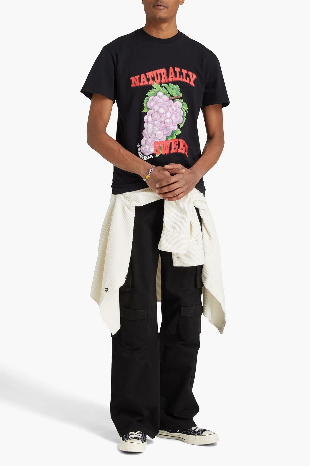 JW ANDERSON تيشيرت من الجيرسيه القطني مزين بطبعة
