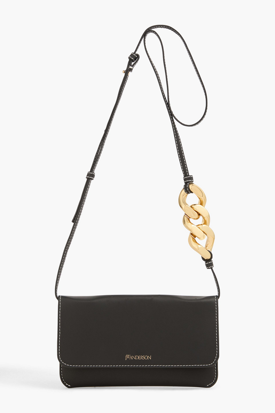 Jw Anderson Leather Phone Pouch In Black