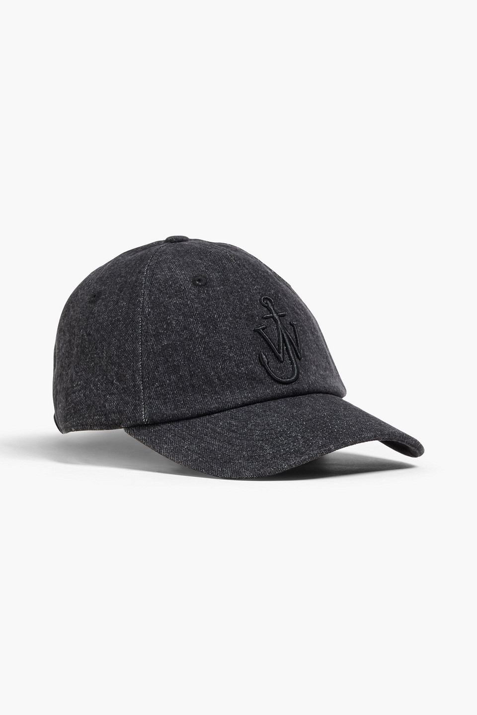 Jw Anderson Embroidered Denim Baseball Cap In Charcoal