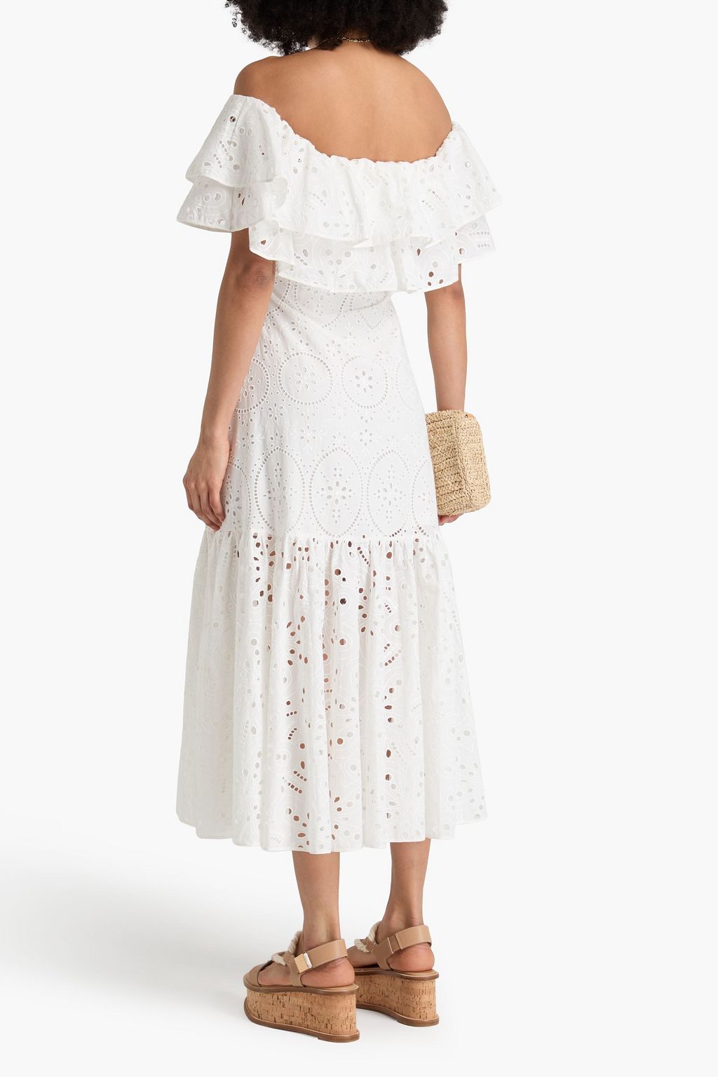 CHARO RUIZ IBIZA Isabella off-the-shoulder broderie anglaise cotton-blend midi dress