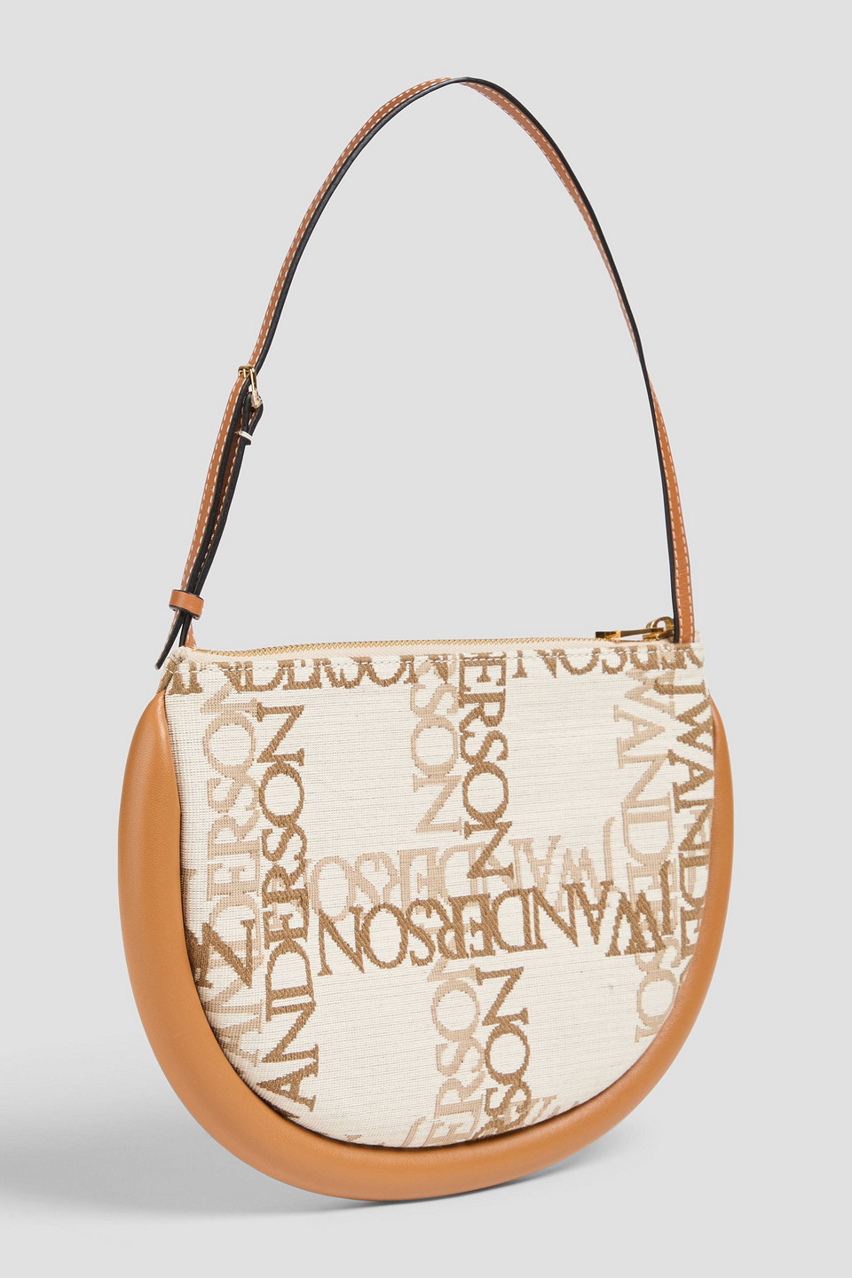 Jw Anderson Embroidered Fabric Bumper Moon Shoulder Bag In Naturfarben