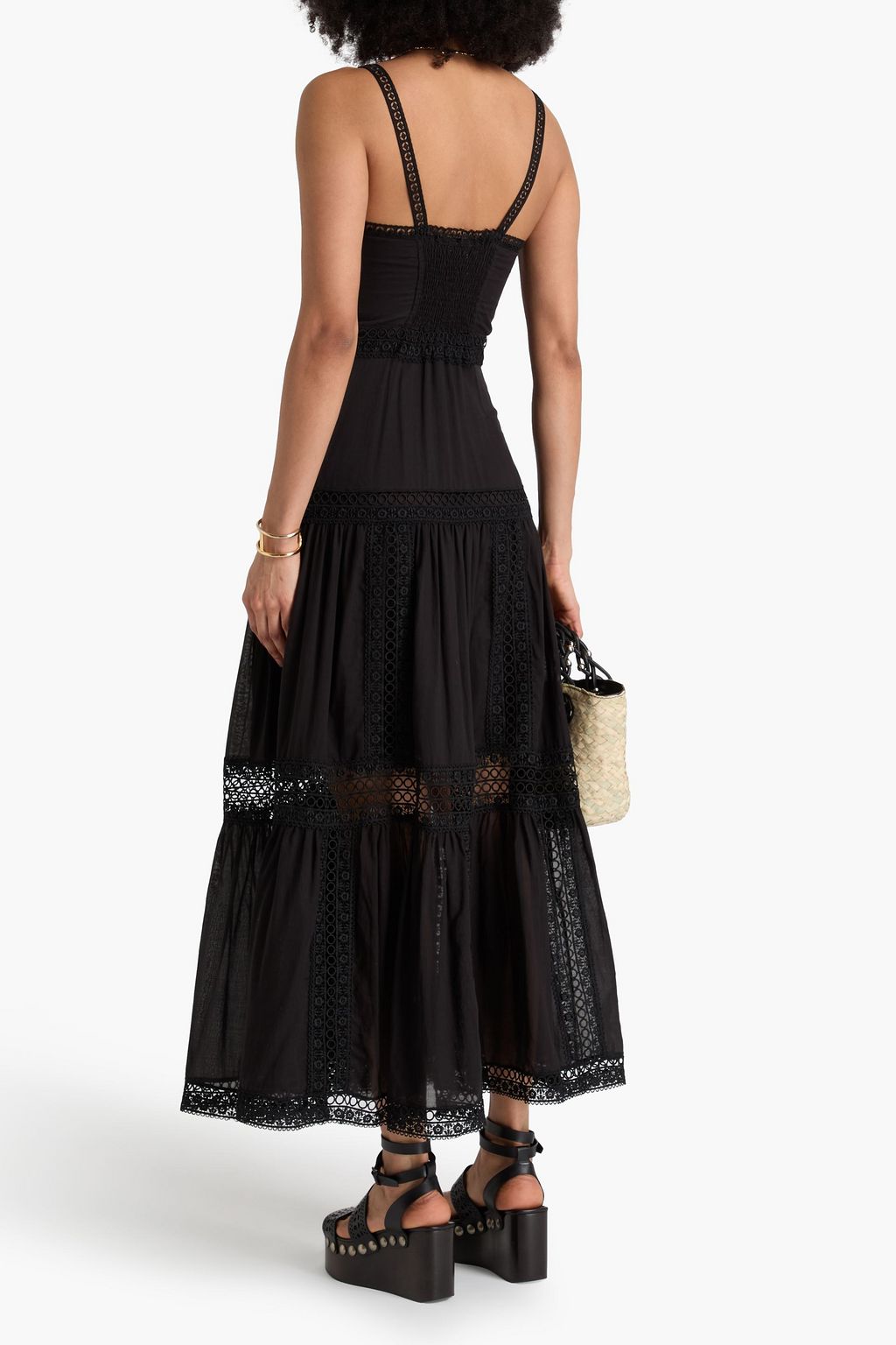 CHARO RUIZ IBIZA Giorgia guipure lace-trimmed cotton-blend voile maxi dress
