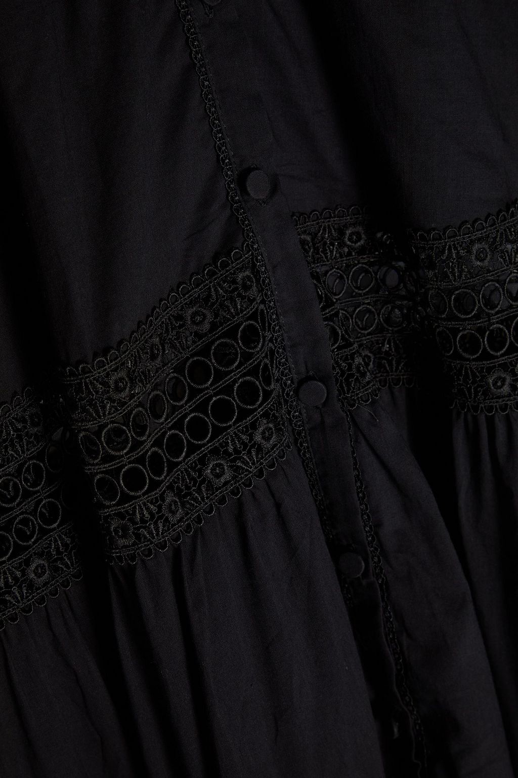 CHARO RUIZ IBIZA Ileana guipure lace-trimmed cotton-blend voile maxi shirt dress