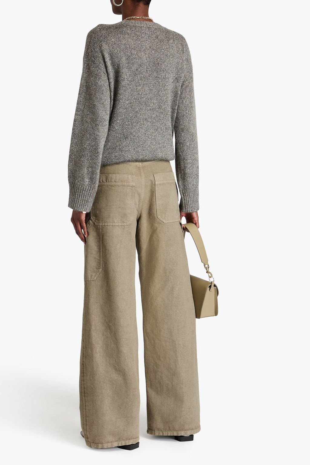 BRUNELLO CUCINELLI 메탈릭 하이라이즈 와이드 레그 진