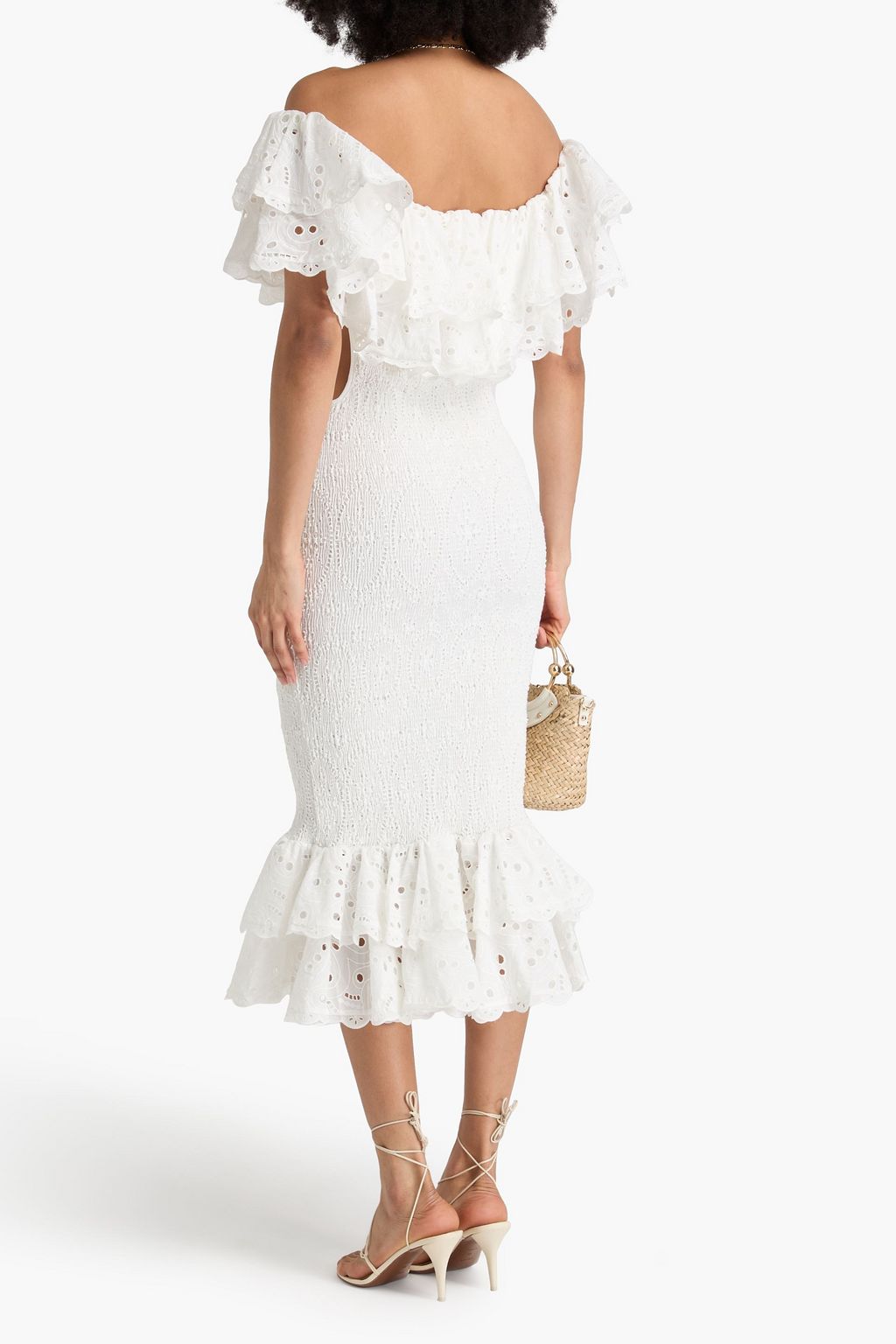 CHARO RUIZ IBIZA Luisa off-the-shoulder broderie anglaise cotton-blend midi dress