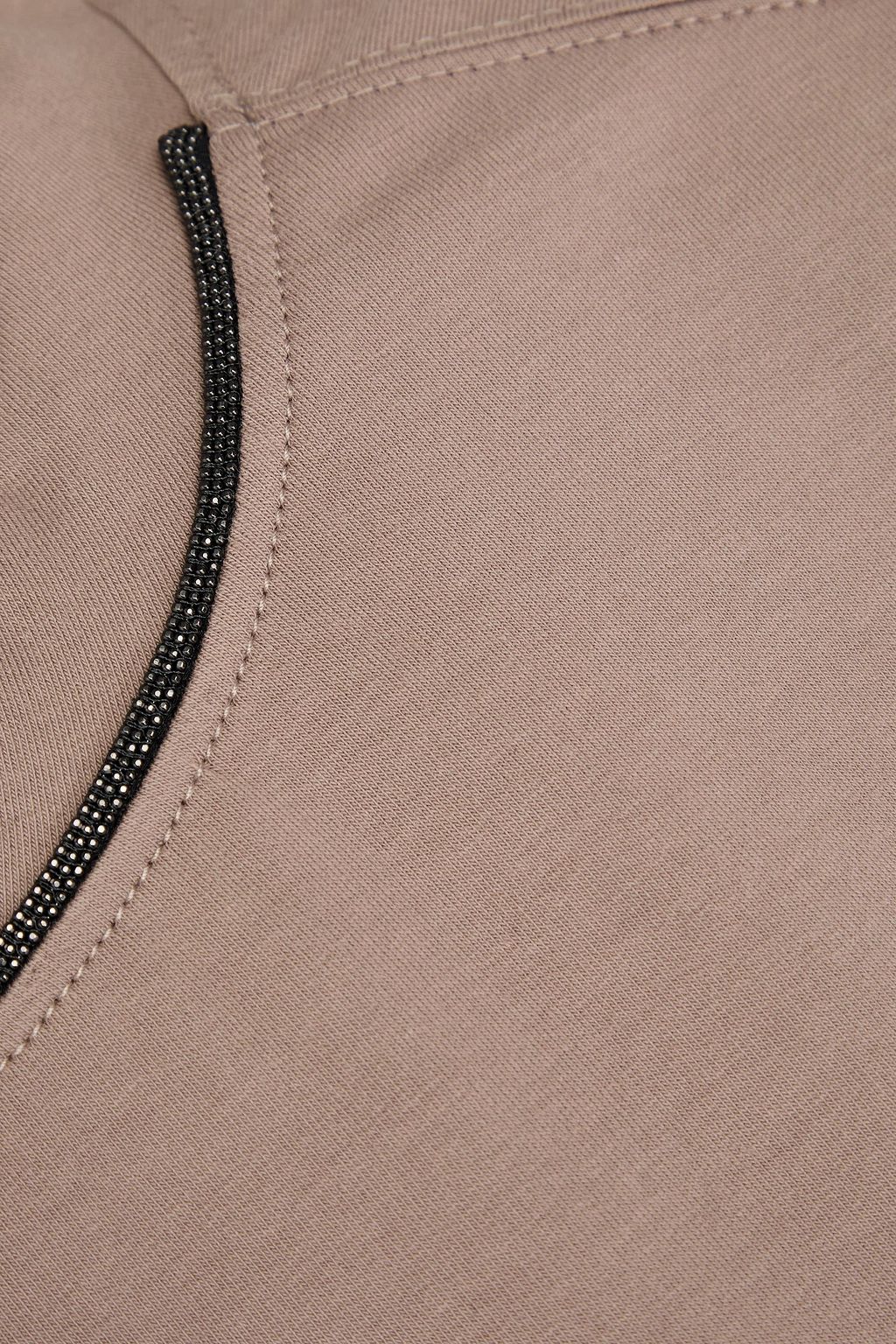 BRUNELLO CUCINELLI 비즈 장식 프렌치 코튼 혼방 테리 티셔츠