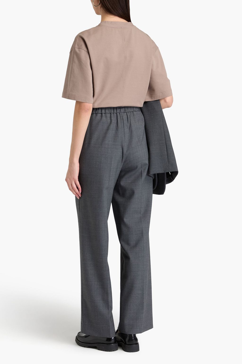 BRUNELLO CUCINELLI 비즈 장식 프렌치 코튼 혼방 테리 티셔츠