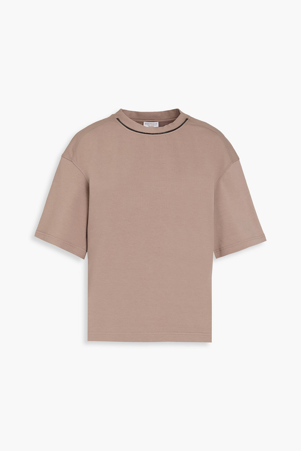 Brunello Cucinelli - Bead-embellished French cotton-blend terry T-shirt - Neutral - XS