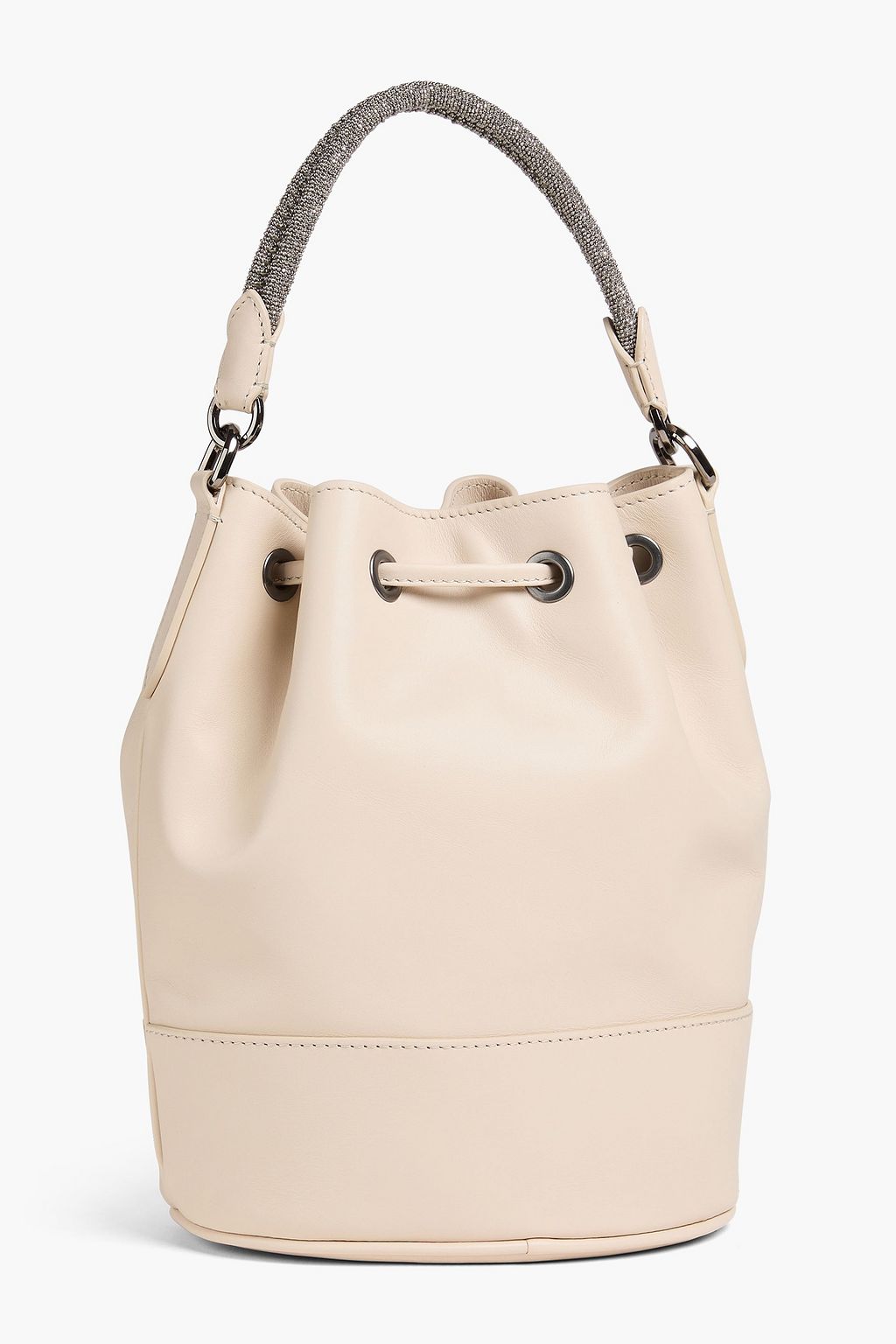 BRUNELLO CUCINELLI Bead-embellished leather bucket bag