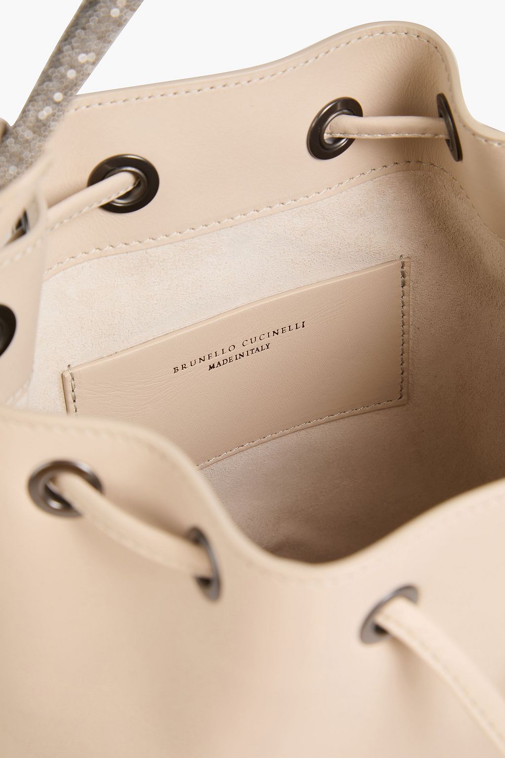 BRUNELLO CUCINELLI Bead-embellished leather bucket bag