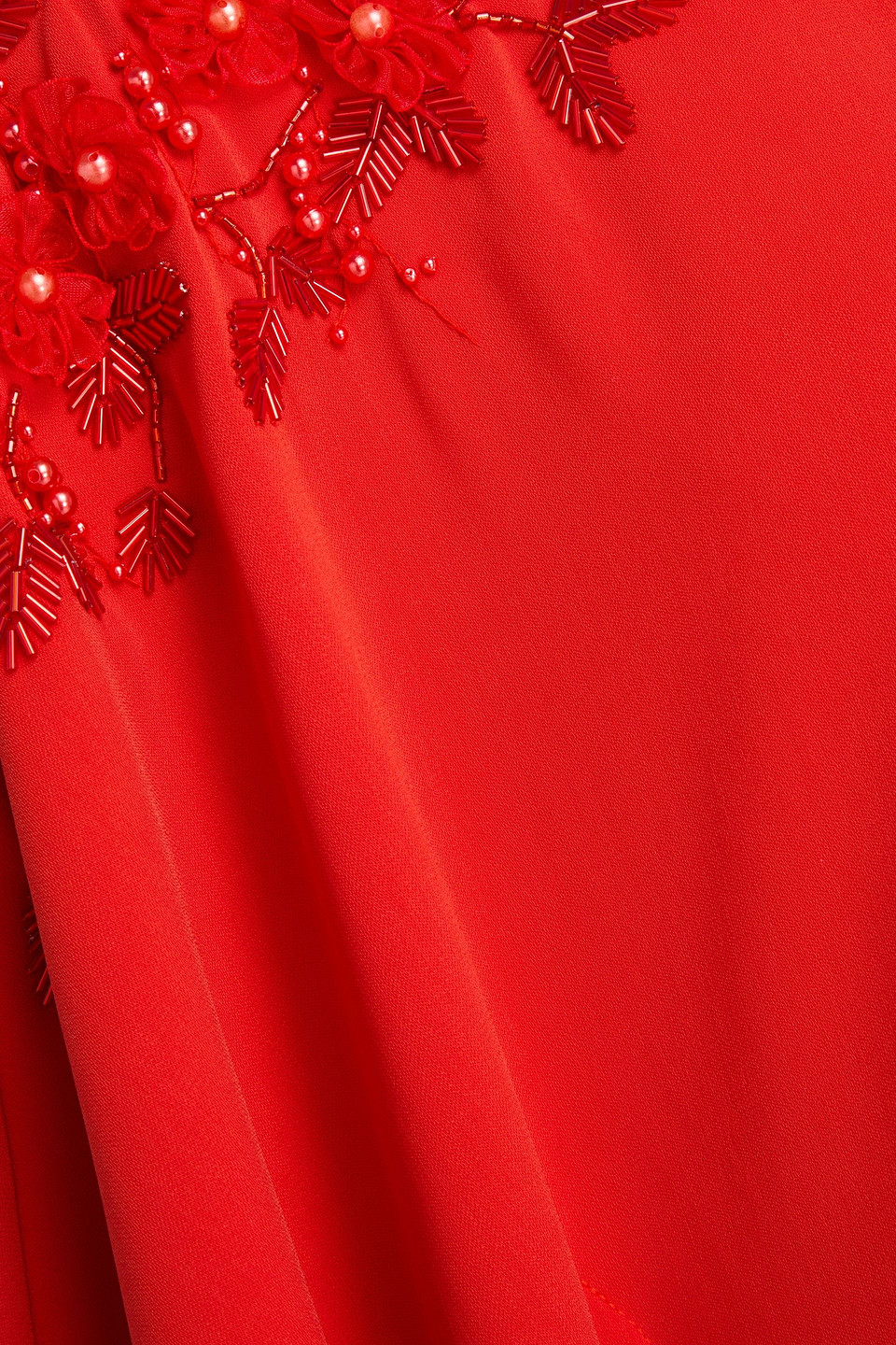 Shop Marchesa Notte Off-the-shoulder Embellished Crepe Gown In Tomato Red