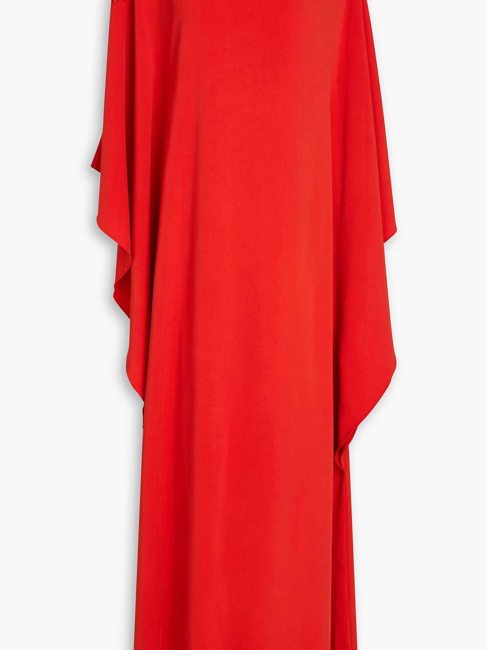 off-the-shoulder embellished crepe gown