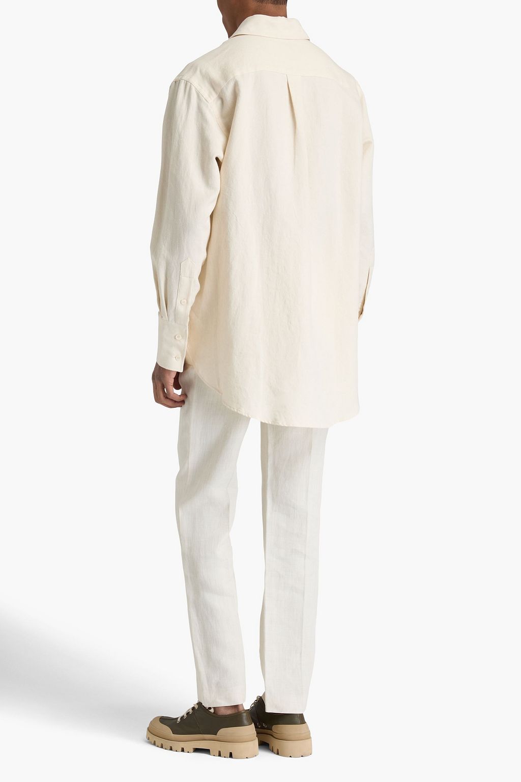JW ANDERSON Jacquard-trimmed cotton and linen-blend shirt