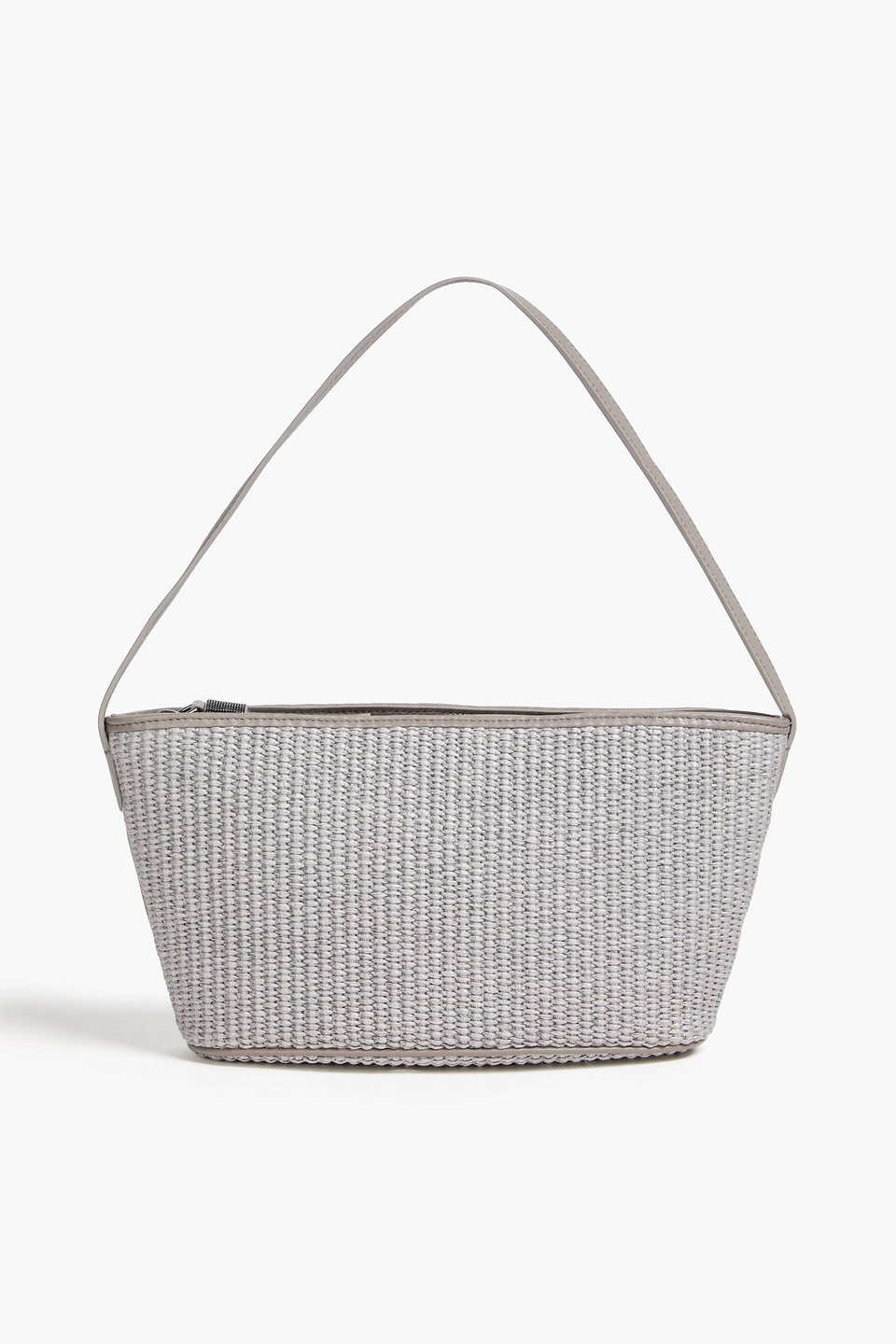 Brunello Cucinelli - Bead-embellished faux raffia shoulder bag - Gray - OneSize