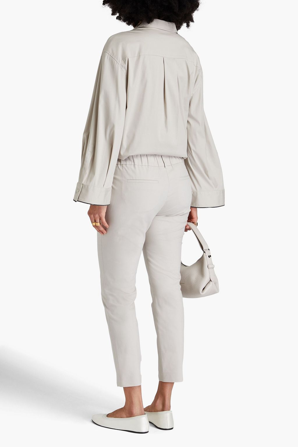 BRUNELLO CUCINELLI 코튼 혼방 크롭 테이퍼드 팬츠