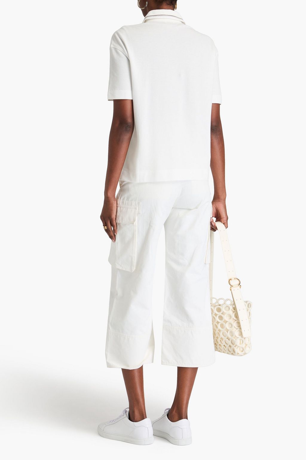 BRUNELLO CUCINELLI Poloshirt aus Baumwoll-Piqué mit Zierperlen