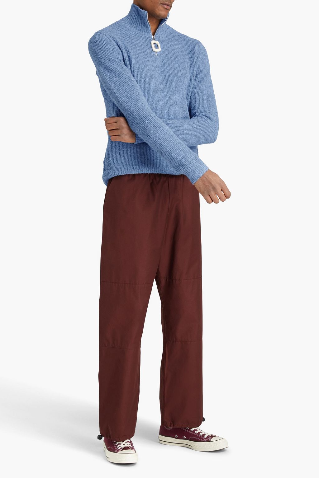 JW ANDERSON كنزة رياضية بنصف سحّاب من مزيج من القطن بحبكة بوكليه