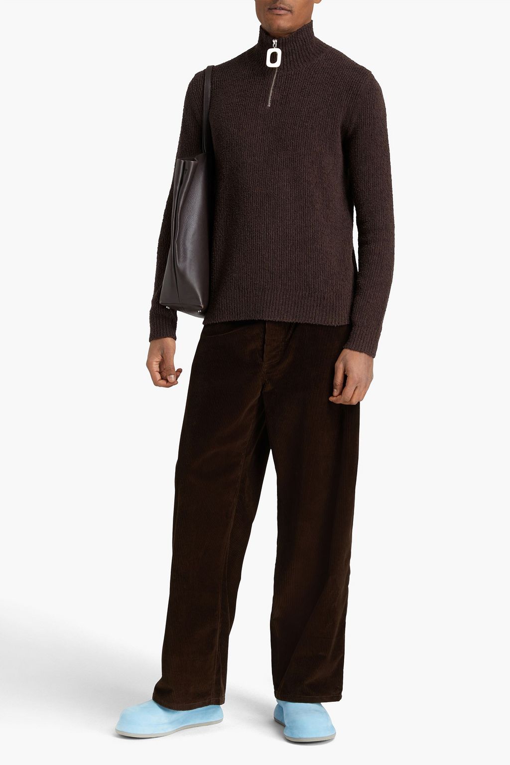 JW ANDERSON كنزة رياضية بنصف سحّاب من مزيج من القطن بحبكة بوكليه