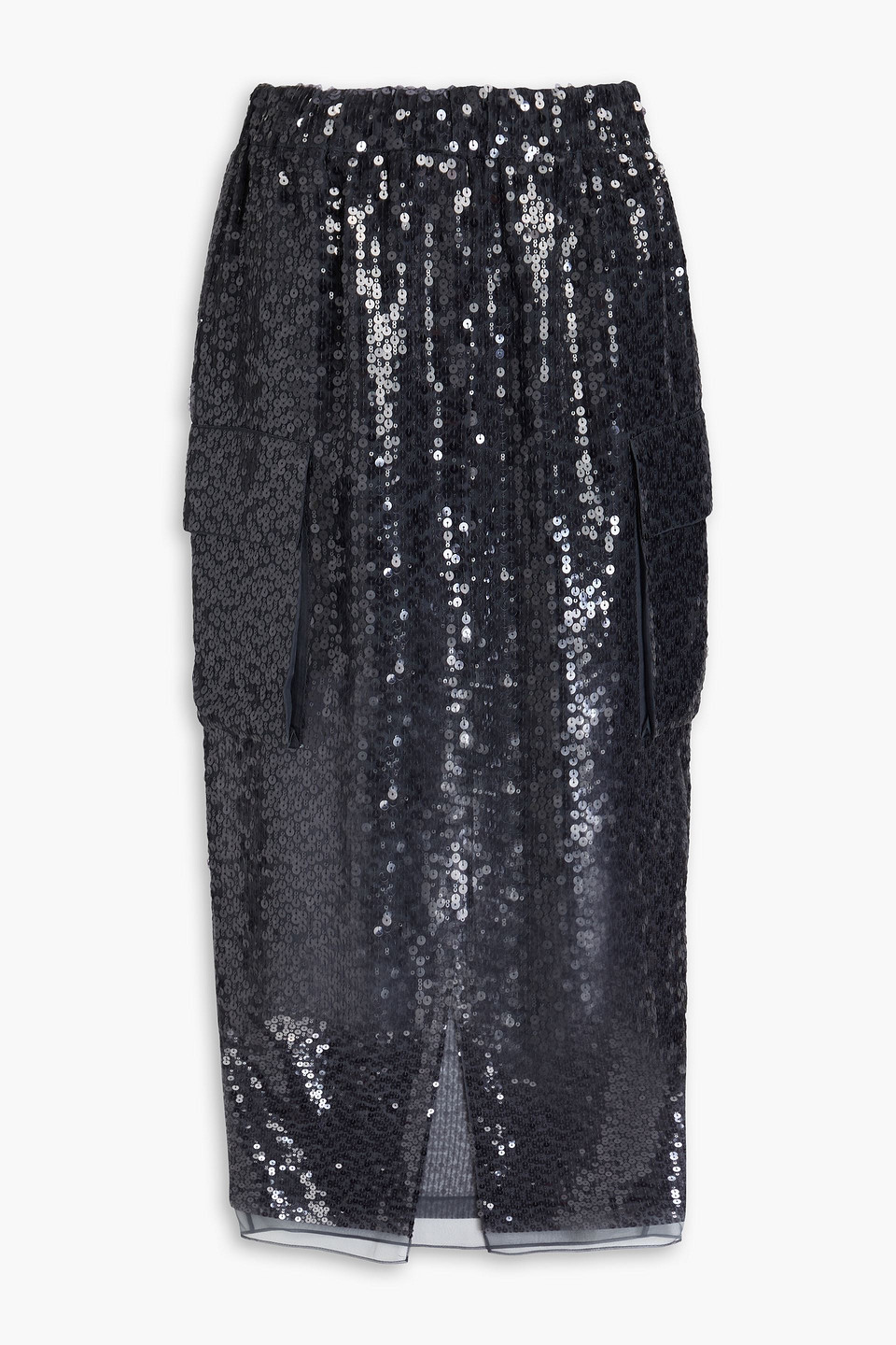 Brunello Cucinelli - Sequined silk midi skirt - Gray - IT 36