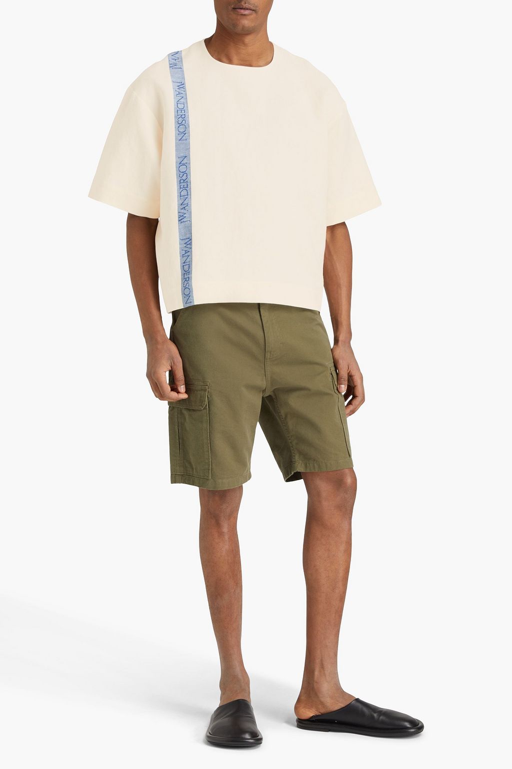 JW ANDERSON Jacquard-trimmed cotton and linen-blend T-shirt