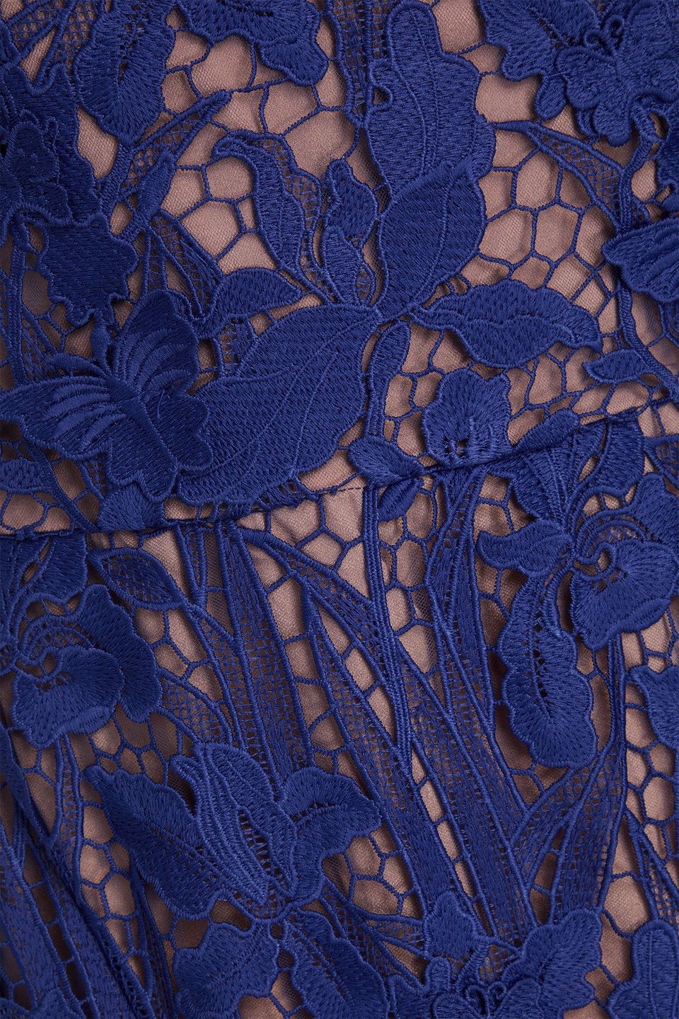 Shop Marchesa Notte Off-the-shoulder Guipure Lace Gown In Navy
